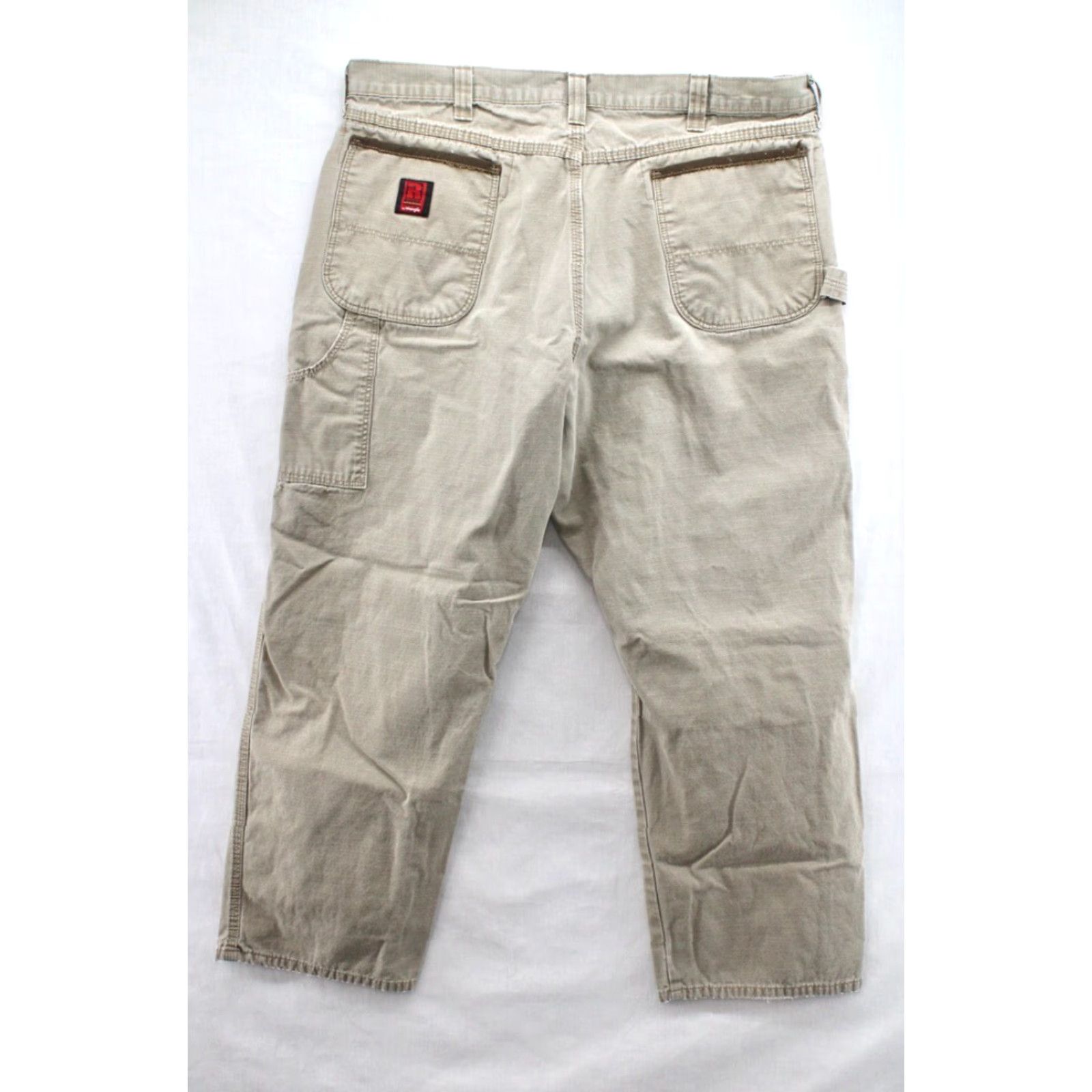 Wrangler Wrangler Riggs WorkWear Men 40 x 29 Khaki Brown Cotton Work Pants Flat Front Zip Pockets Solid Color USA Work Wear 3W020BR Mens Size US 40 / EU 56 - 5 Thumbnail