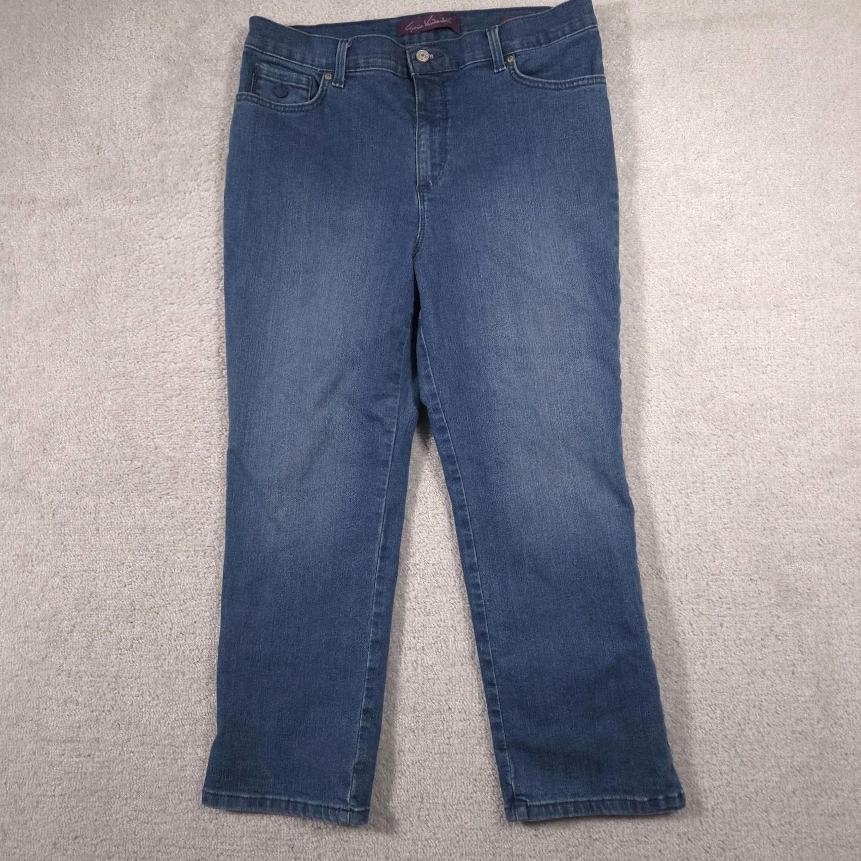 Gloria Vanderbilt Gloria Vanderbilt Amanda Jeans Womens 16P Short Blue High Rise Tapered Stretch Denim Cotton Blend Spandex 5-Pocket Zip Button Size 38" / US 16 / IT 52 - 2 Thumbnail