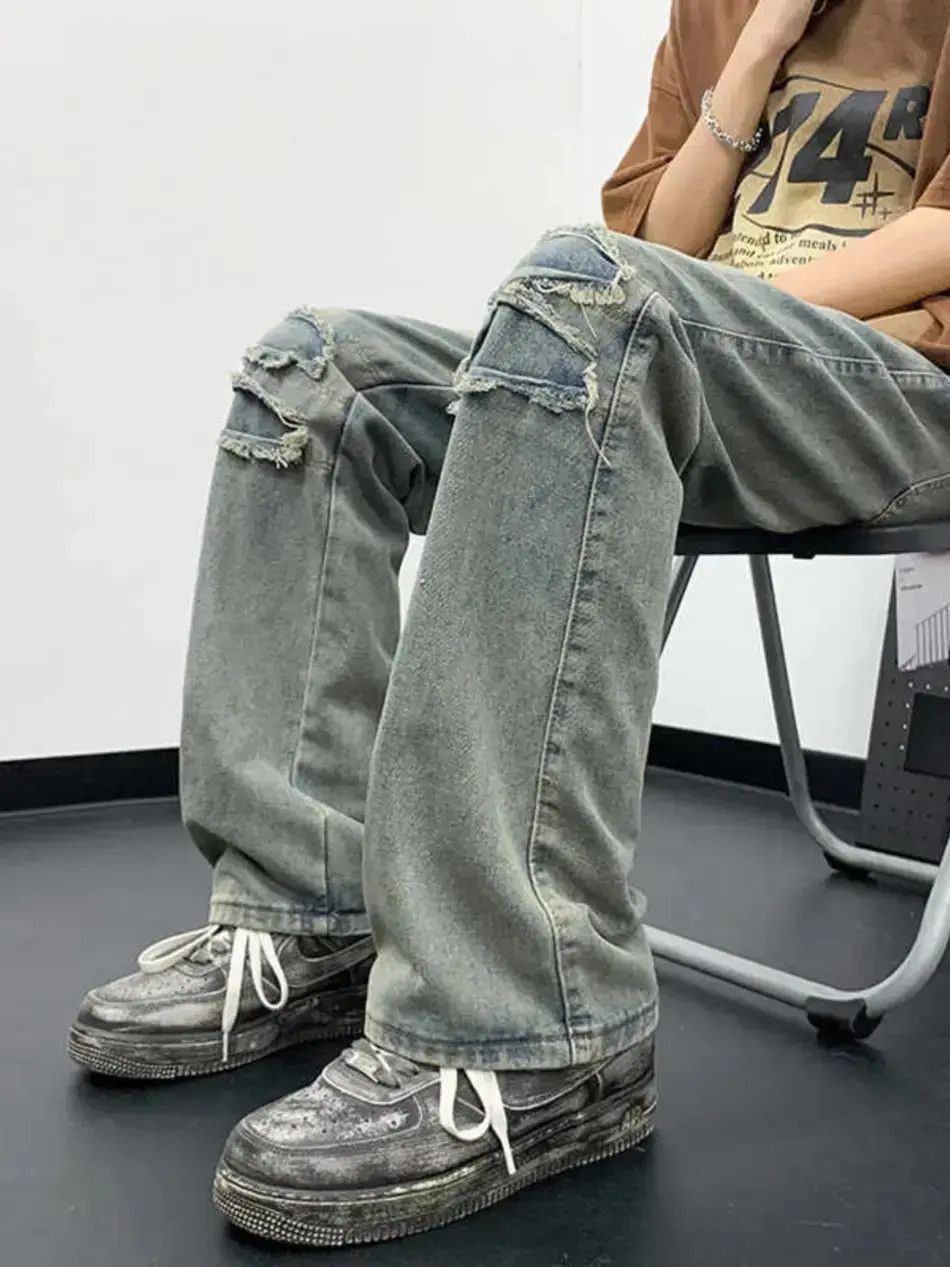 Japanese Brand Straight and loose washed distressed jeans Size US 30 / EU 46 - 4 Thumbnail