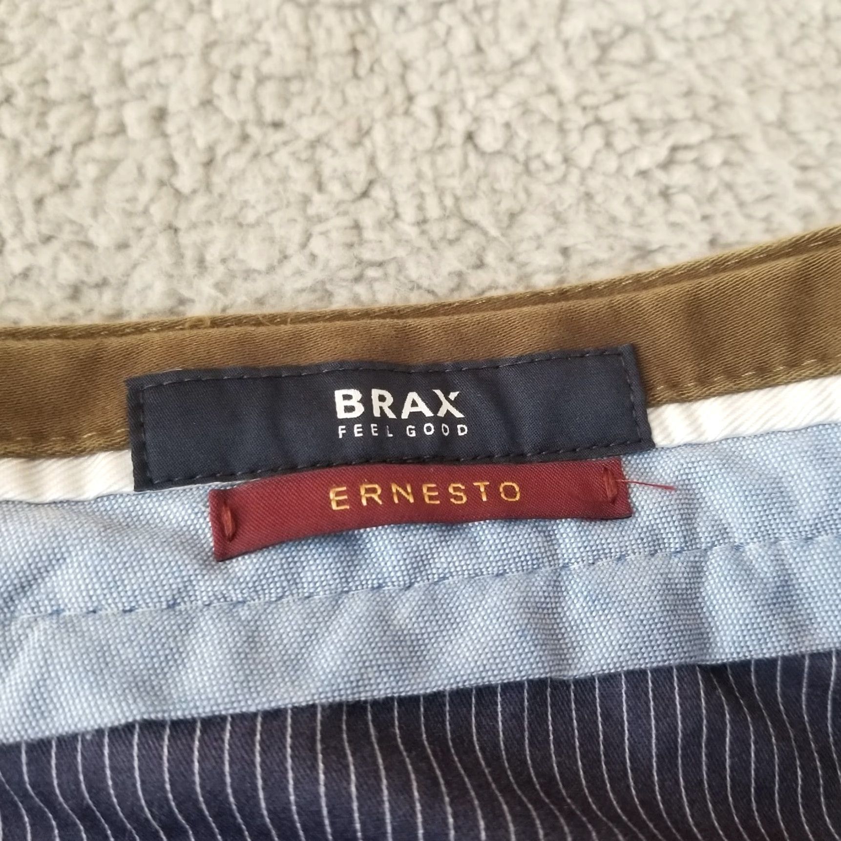 BRAX Brax Pants Mens 36x33 Chino Flat Front Brown Cotton Stretch Regular 39? Sorry Size US 36 / EU 52 - 3 Thumbnail