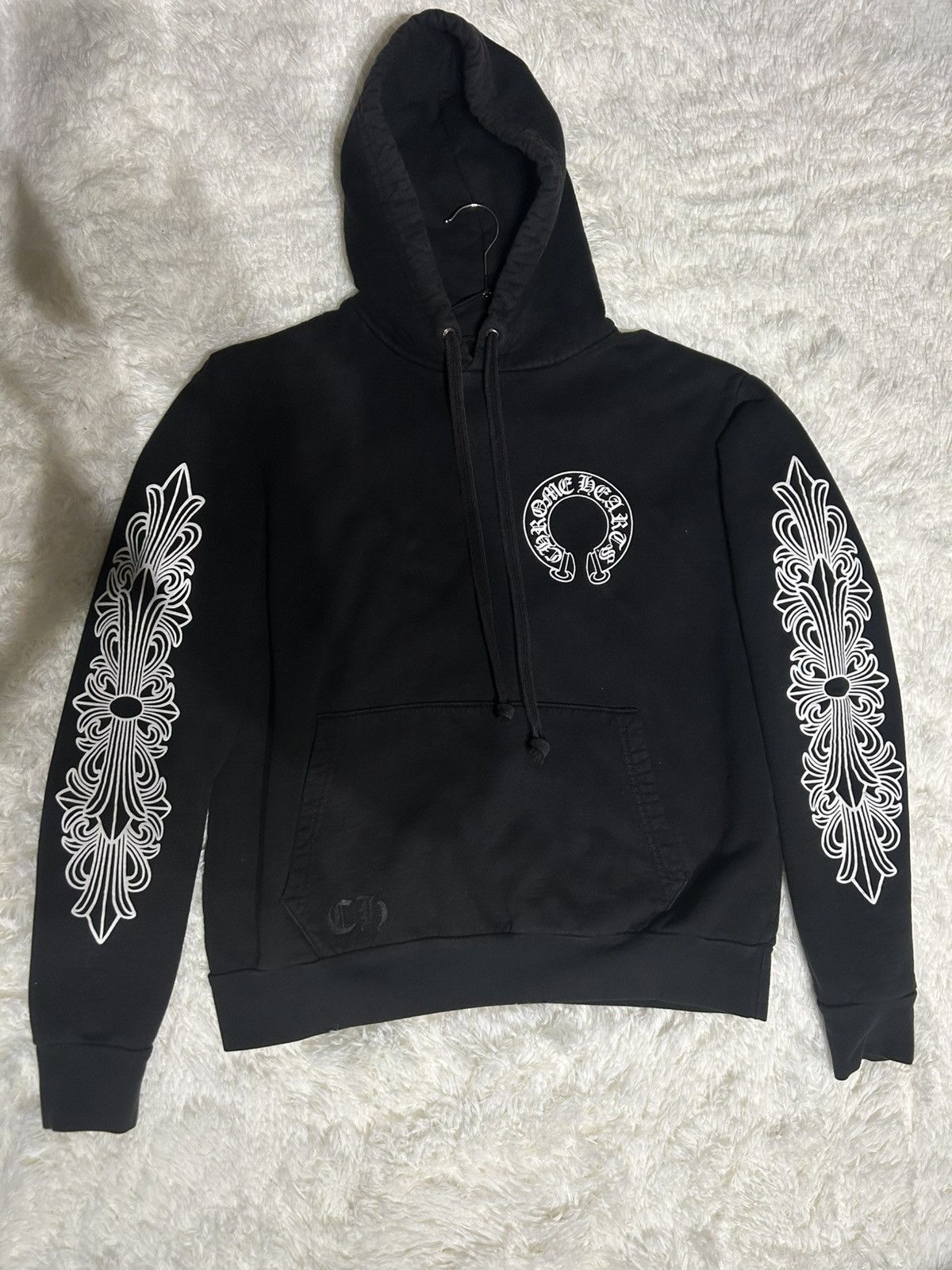 Leather Chrome Hearts Mens Hoodie Chrome Hearts Horseshoe Floral 
