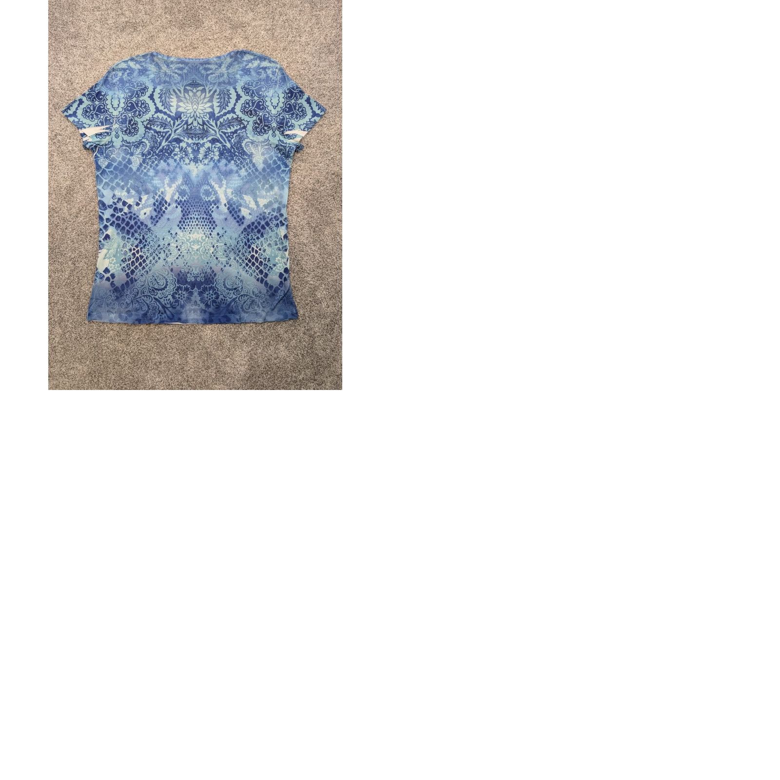 Style & Co Style & Co Shirt Womens XL Blue White Paisley Snake Print Scoop Neck Embellished Top Size XL / US 12-14 / IT 48-50 - 9 Thumbnail