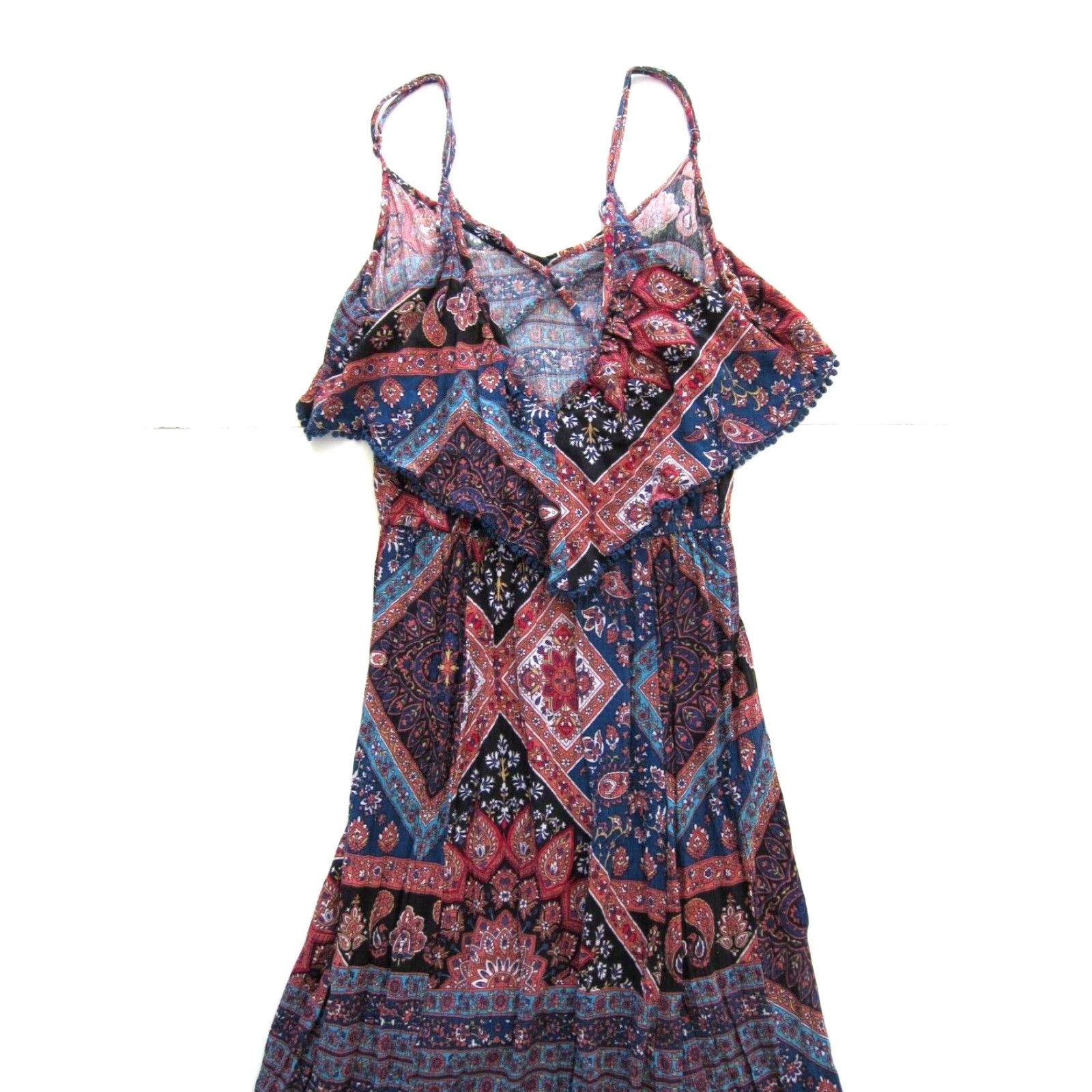 American Eagle Outfitters VINTAGE American Eagle Rayon Pink Blue Black Paisley Floral Long Maxi Tank Slip Dress XS Size XS / US 0-2 / IT 36-38 - 6 Thumbnail