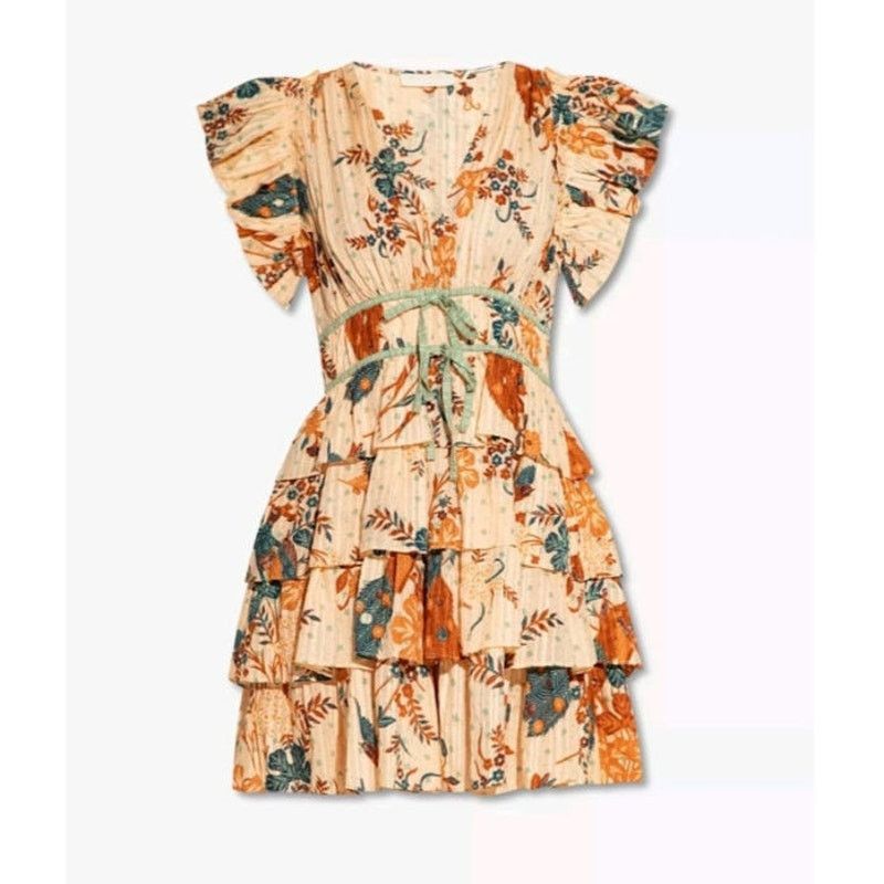 Ulla Johnson Ulla Johnson Marni Ruffled Mini Dress Peach Floral Size 14 Size XL / US 12-14 / IT 48-50 - 4 Thumbnail