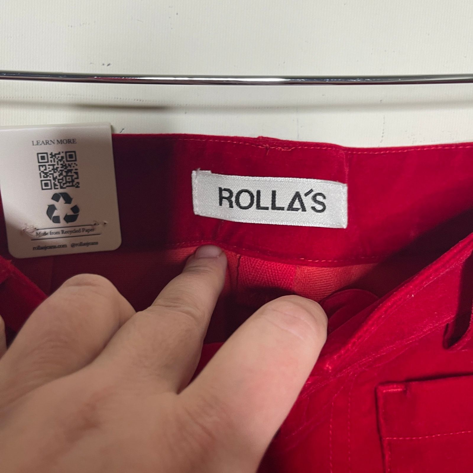 Rolla's ROLLA'S Ruby Red Velvet Wide Leg Sailor Pantankle length 26 Size 26" / US 2 / IT 38 - 3 Thumbnail