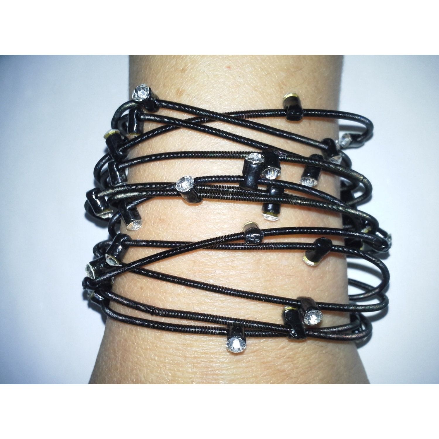 Other Bee Charming Sugar NY Piano Wire Black Rhinestone Bracelet Size ONE SIZE - 2 Thumbnail