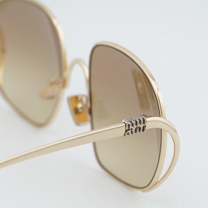 Miu Miu Miu Miu MUA57S 5AK20S Sunglasses Gold Square Frame, Brown Size ONE SIZE - 6 Thumbnail