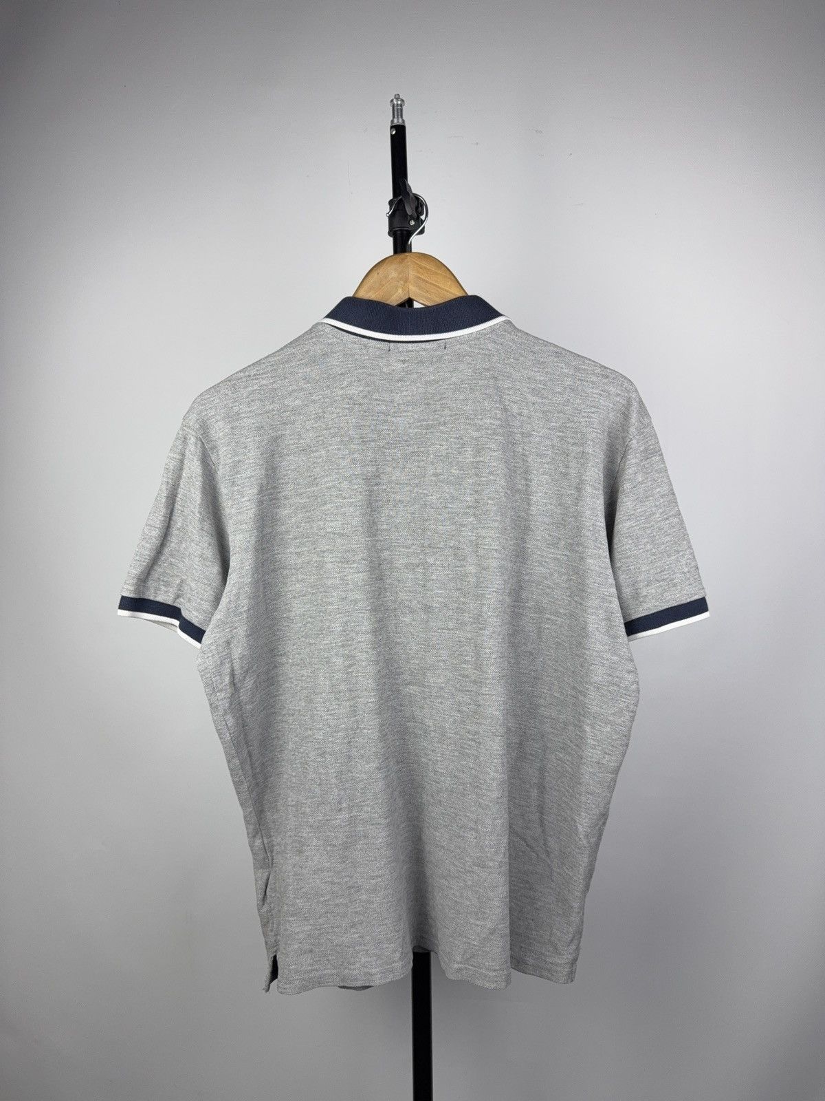 Polo Ralph Lauren Y2K 00s Ralph Lauren Custom Slim Fit Polo Grey Navy Trim L Size US L / EU 52-54 / 3 - 11 Thumbnail