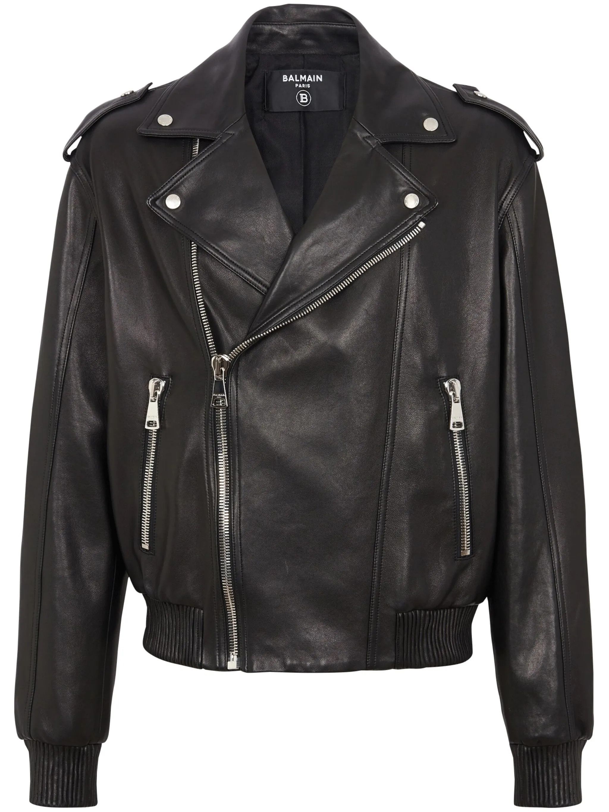 Balmain o1srvl11e1025 Leather Biker Jacket in Black Size US M / EU 48-50 / 2 - 1 Thumbnail