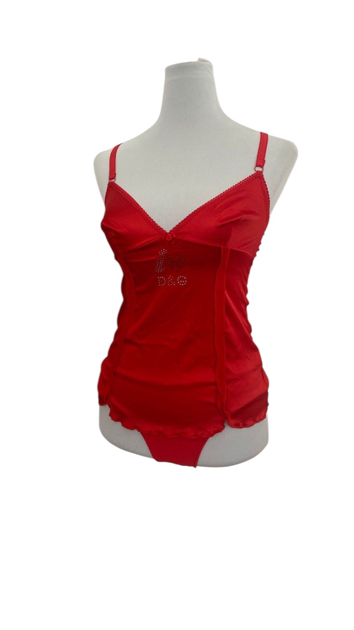 Dolce & Gabbana Dolce & Gabbana Red Rhinestone Heart Tank Size S / US 4 / IT 40 - 1 Thumbnail