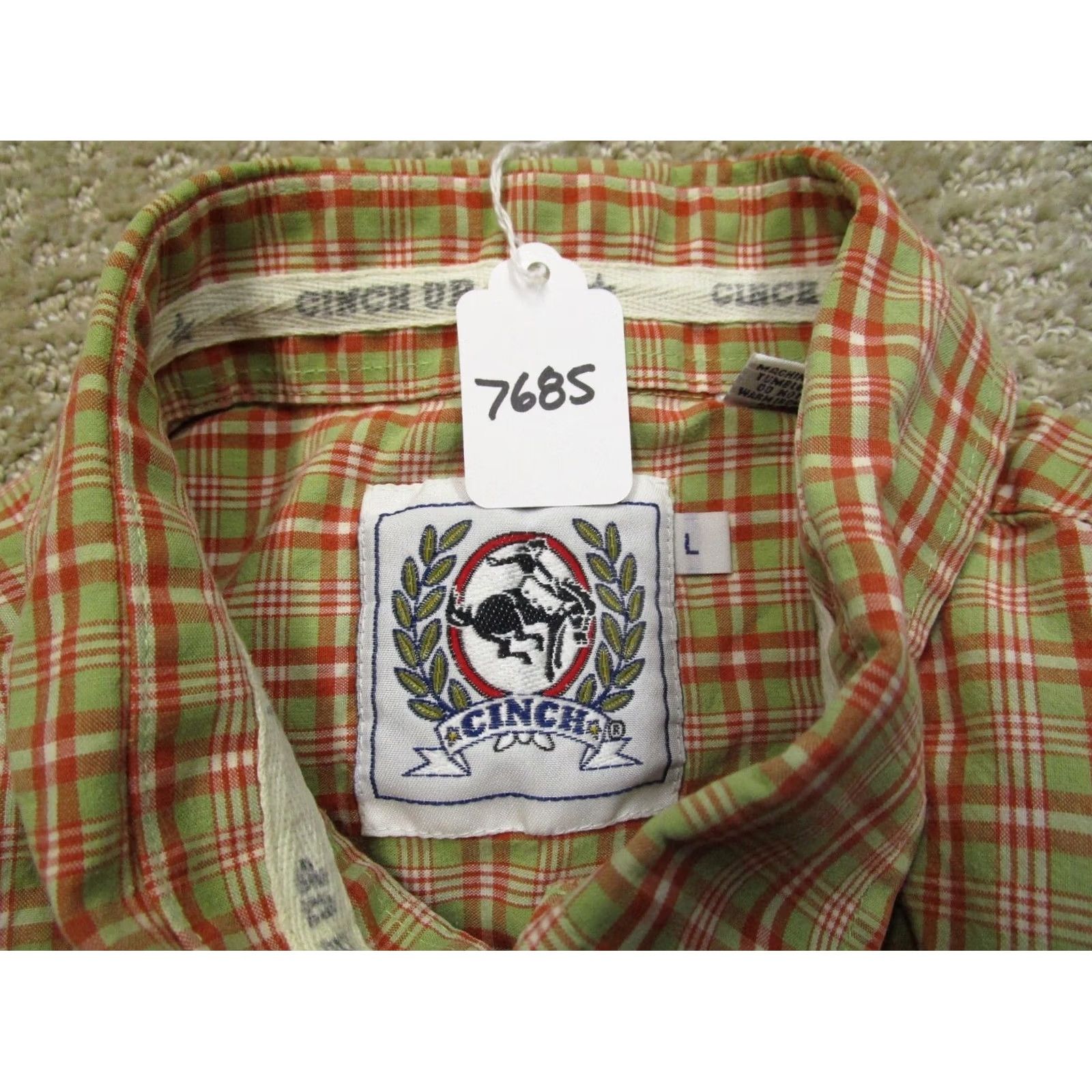 Vintage Cinch Shirt Men Large Orange Plaid Western Long Sleeve Button Up Cowboy Rancher Size US L / EU 52-54 / 3 - 8 Thumbnail