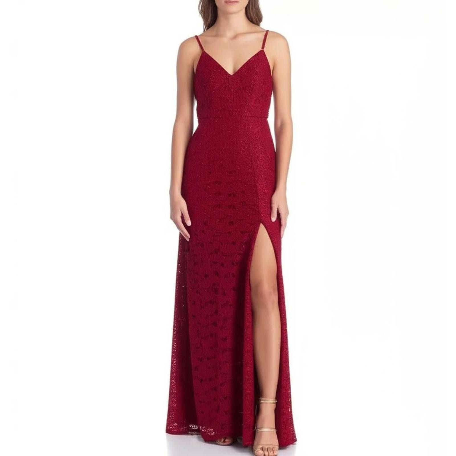 Other ENFOCUS STUDIO 12 Garnet Red Sparkle Maxi Side Slit Formal Size XL / US 12-14 / IT 48-50 - 1 Thumbnail