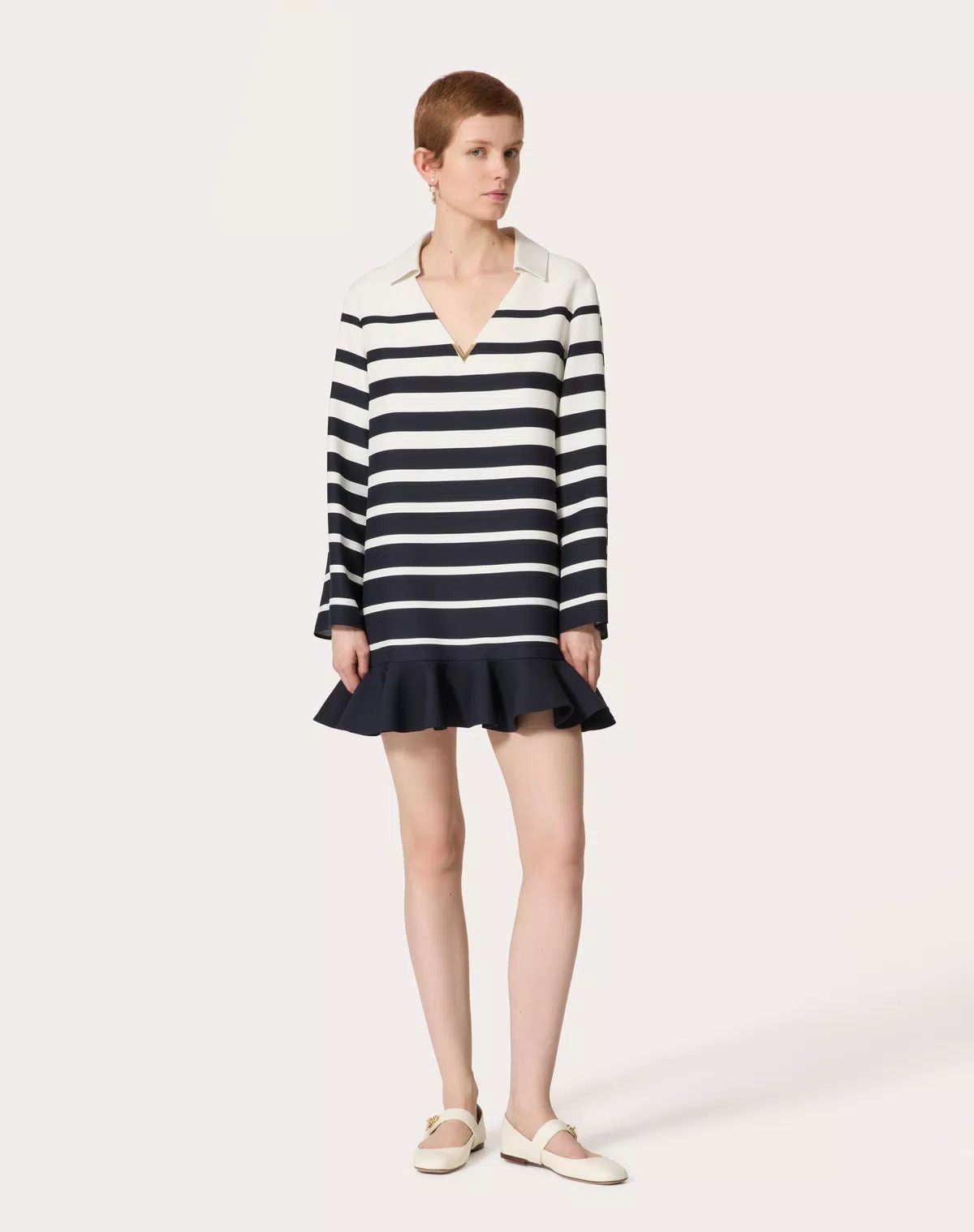 Valentino o1s1wg110426 Short Dress in Ivory/Navy Size S / US 4 / IT 40 - 4 Thumbnail