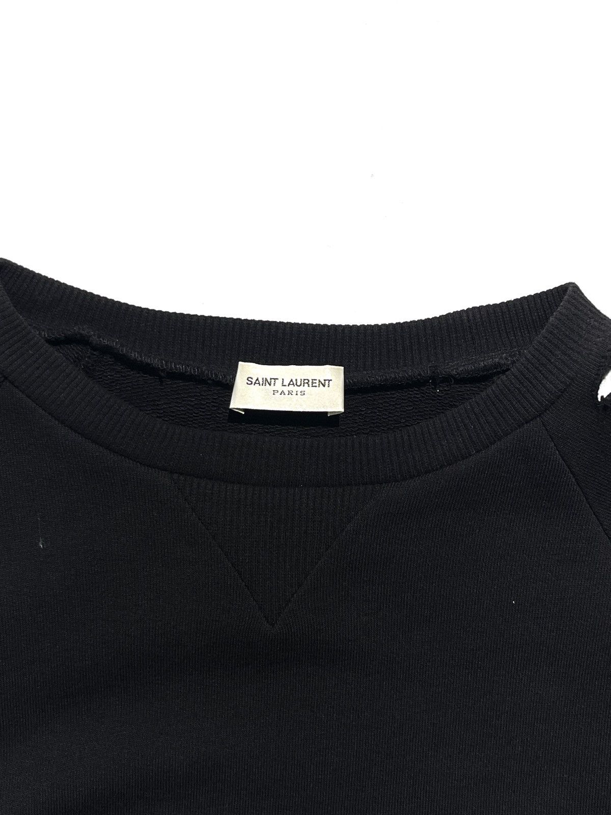 Hedi Slimane × Saint Laurent Paris FW15 Saint Laurent Distressed Cutout Shoulders Sweatshirt Size M / US 6-8 / IT 42-44 - 3 Thumbnail