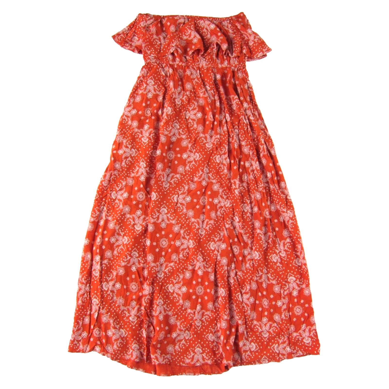 Vintage Colleen Lopez Maxi Dress Women XL Strapless Paisley 100% Rayon Orange White Sleeveless Long Size XL / US 12-14 / IT 48-50 - 2 Thumbnail