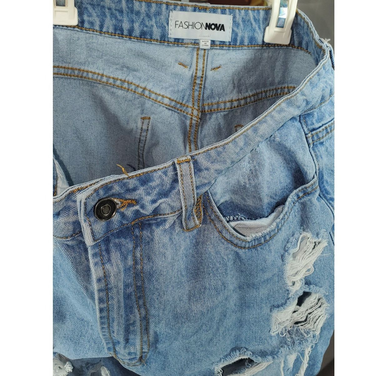 Other Fashion Nova Women Blue Distressed Ripped Denim Jeans 13 Size 36" / US 14 / IT 50 - 3 Thumbnail