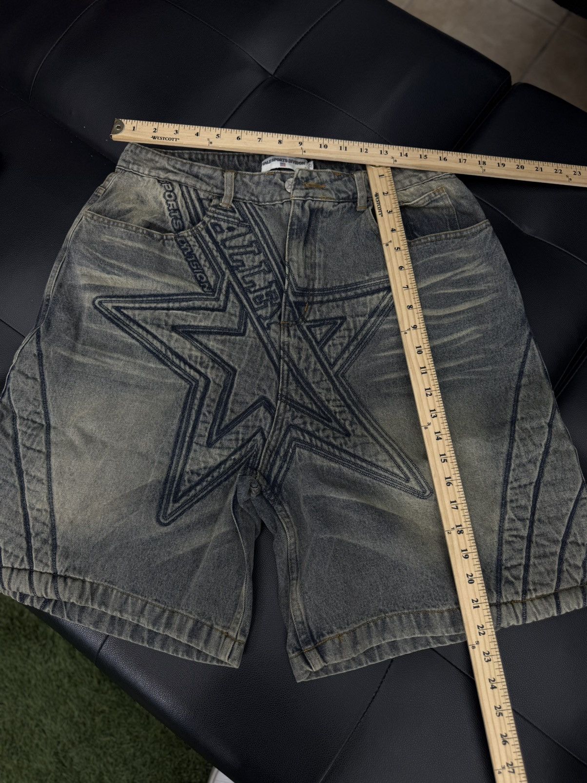 Vale Vale Valley Blue Denim Star Shorts Size 32 (NEW) Size US 32 / EU 48 - 6 Thumbnail