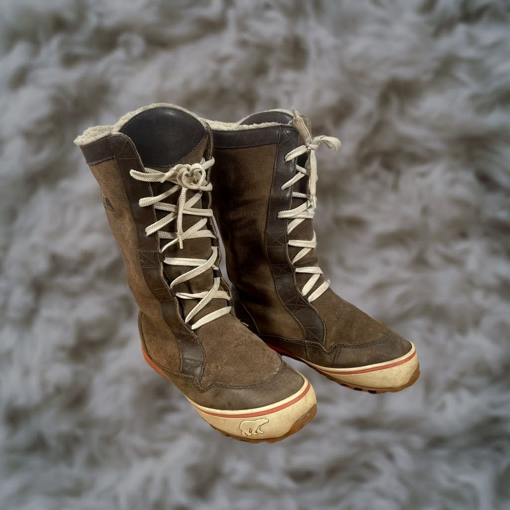 SOREL SOREL 1607-269 Boots Women’s Brown Leather Knee High Snow Winter Lace Up Size 8 Shoes Size US 7 / IT 37 - 1 Thumbnail
