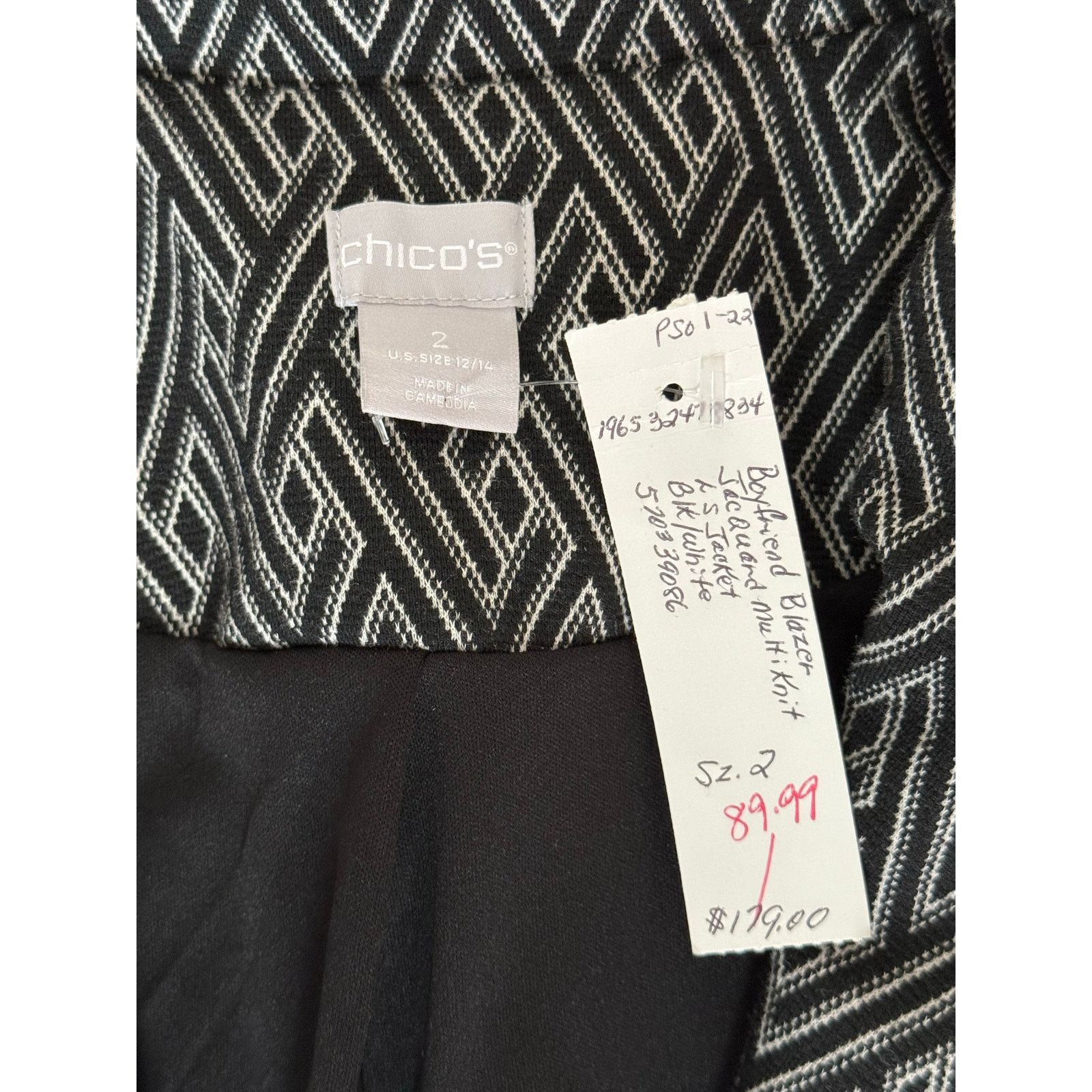 Chicos Chicos women’s boyfriend blazer Jacquard multi size 2 NWT Size XS / US 0-2 / IT 36-38 - 2 Thumbnail