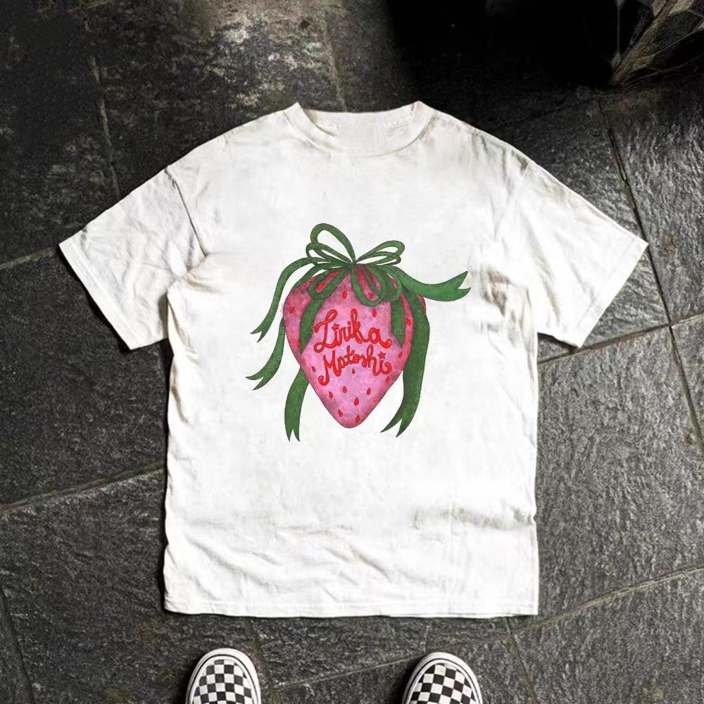 Vintage White retro strawberry print t-shirt Size US M / EU 48-50 / 2 - 1 Thumbnail