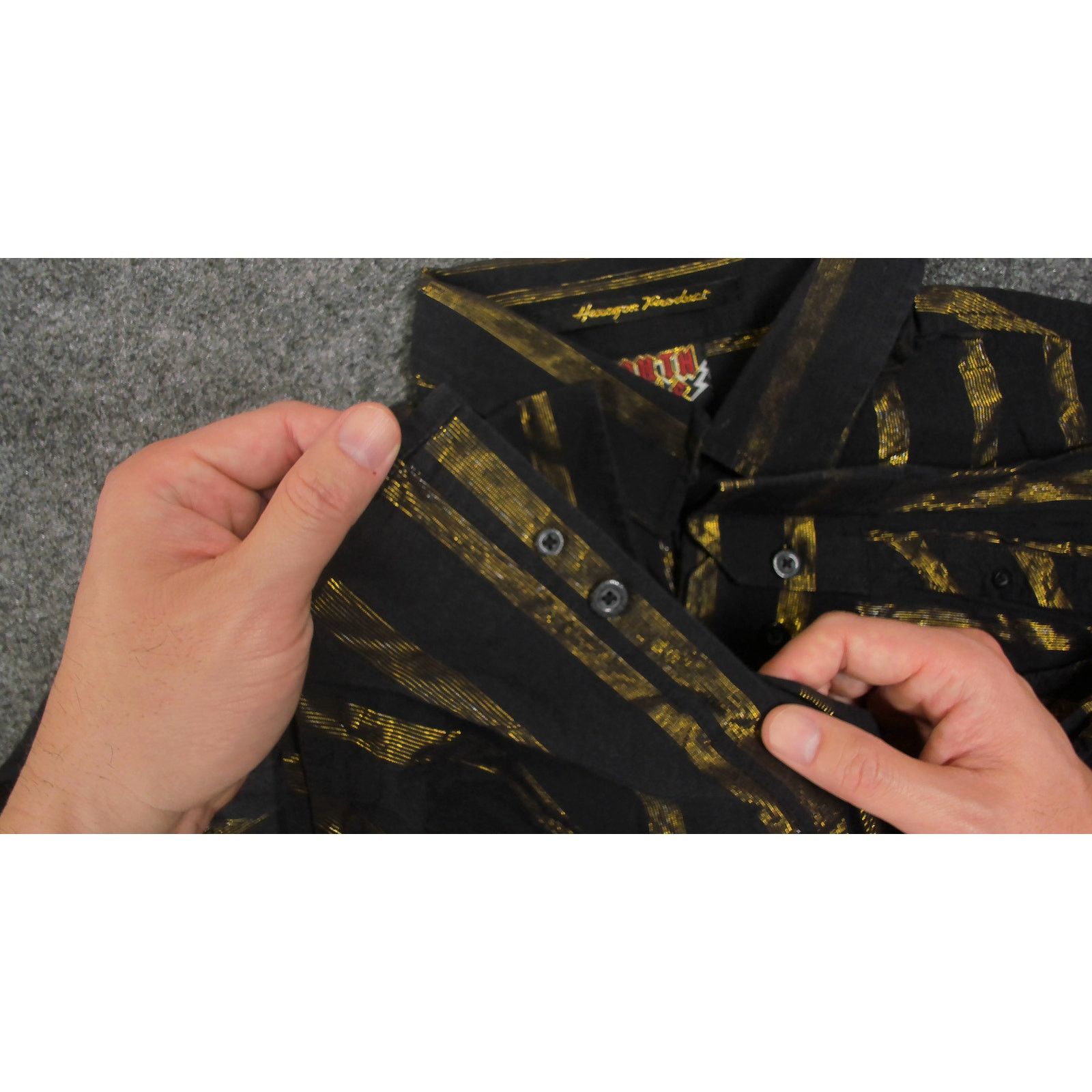 Southpole South Pole Vintage Y2K Metal Thunder Lurex Striped Shirt XXL Size US XXL / EU 58 / 5 - 8 Thumbnail