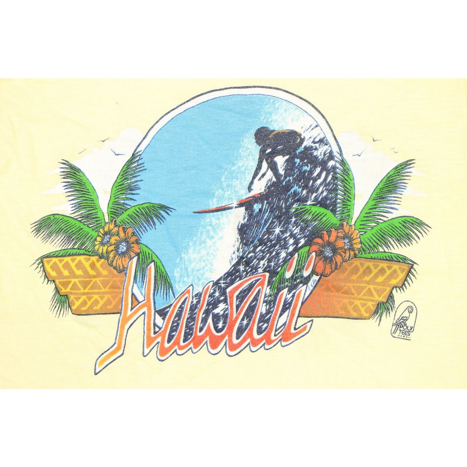 Vintage Vintage Poly Tees Hawaii Surf Hibiscus T-Shirt Size US XXS / EU 40 - 6 Thumbnail