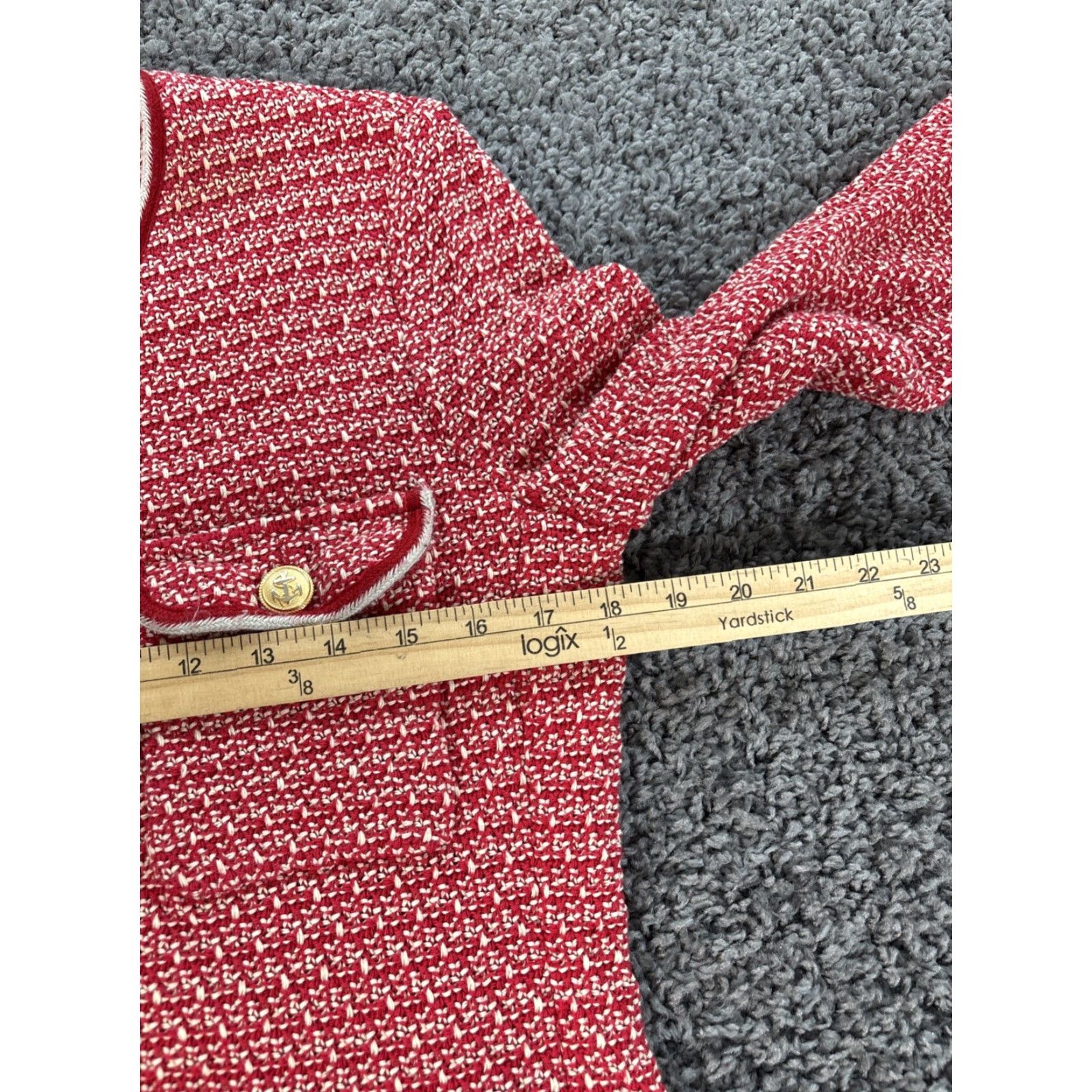 Gerard Darel Gerard Darel Paris Cardigan Sweater Womens L Red White Jacket Button Chunky V-Neck Knit 100% Cotton Womens Large Red Paris Cardigan Sweater Mens? Size L / US 10 / IT 46 - 3 Thumbnail
