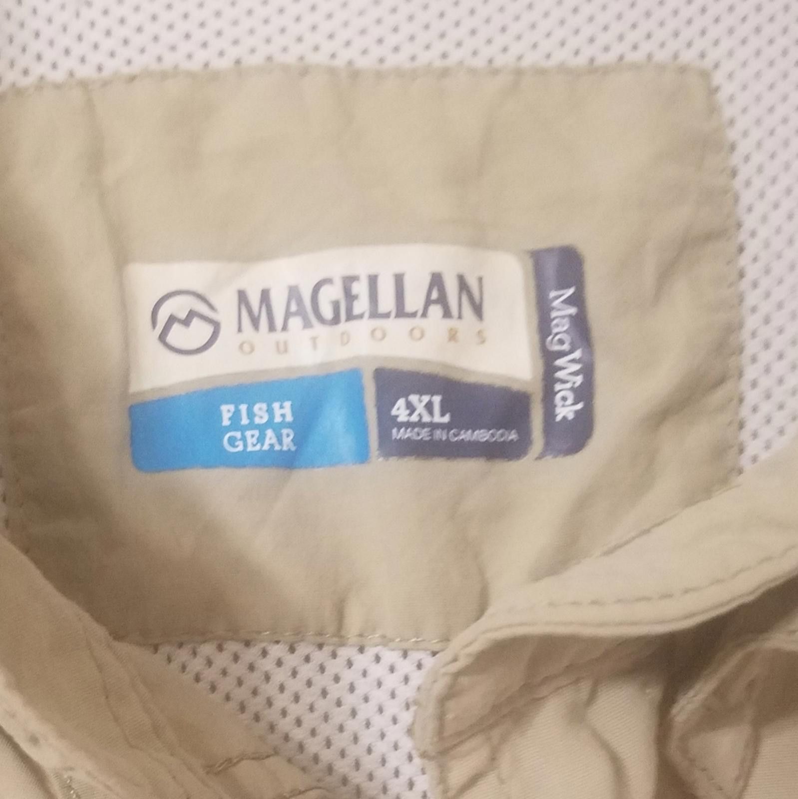 Designer Magellan Outdoors Beige Button Down Fish Gear Shirt 4XL Size US XXL / EU 58 / 5 - 3 Thumbnail