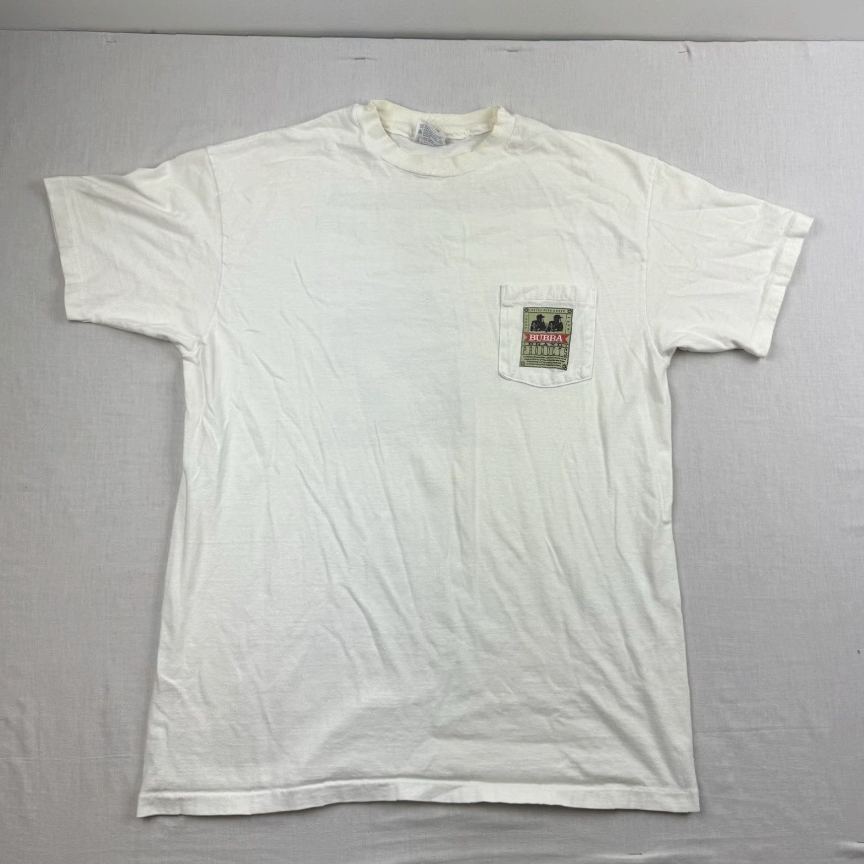 Hanes VINTAGE Bubba Products Promo Shirt Adult XL White Thrashed Charleston 90s Funny Size US XL / EU 56 / 4 - 4 Thumbnail