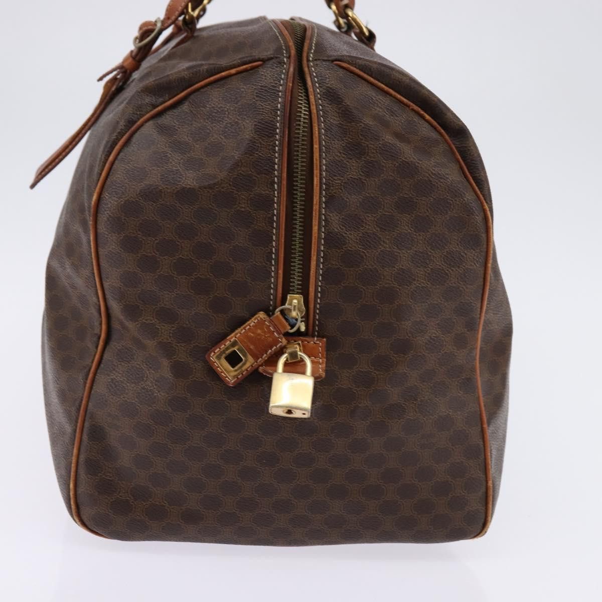 Celine CELINE Macadam Canvas Boston Bag Pvc Leather Brown Gold Size ONE SIZE - 4 Thumbnail