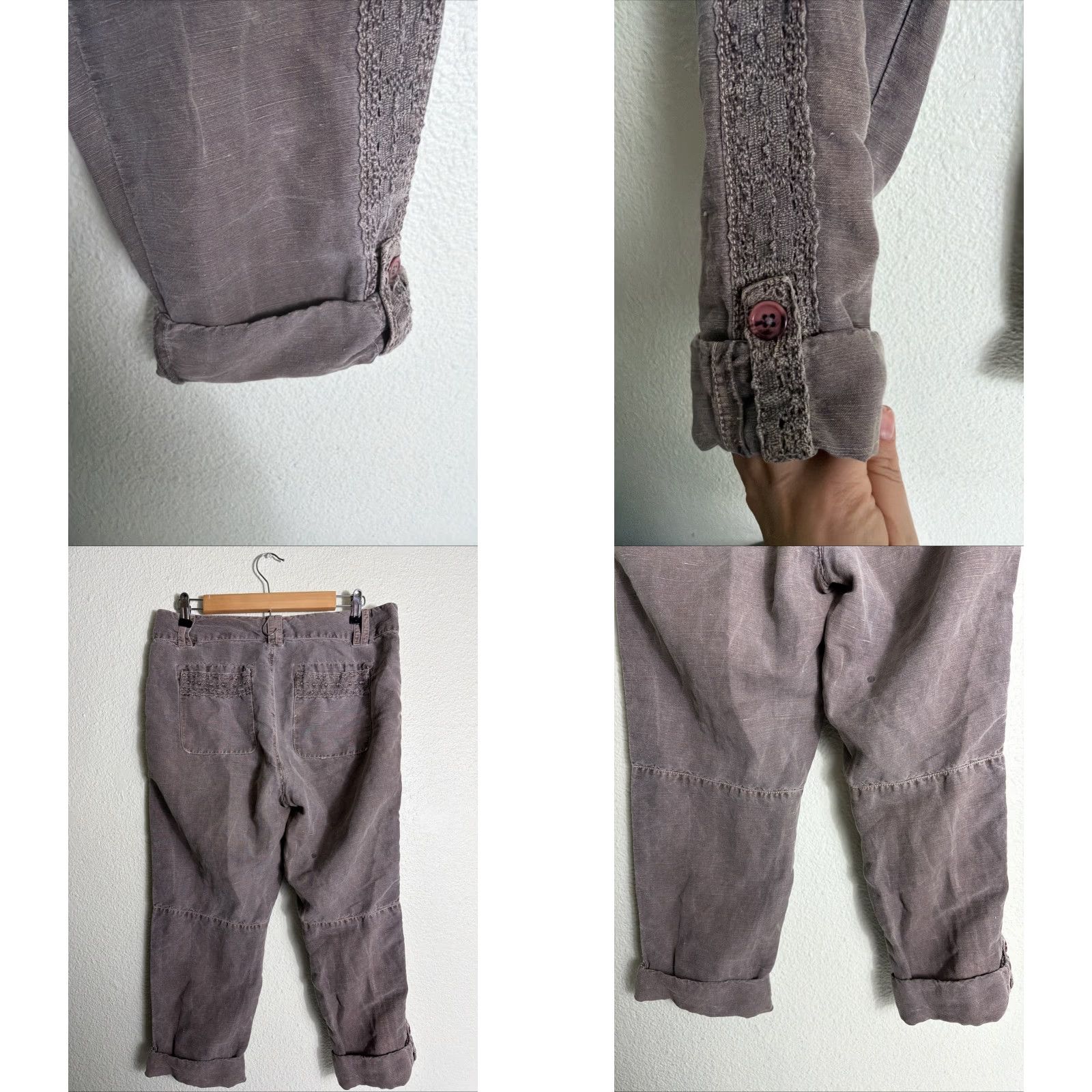 Vintage Sundance Womens Capri Pants Brown 32x23 Petite 10P Lace Linen Cotton Festival Capris Womens Pants Brown Capris 10P Size 32" / US 10 / IT 46 - 8 Thumbnail