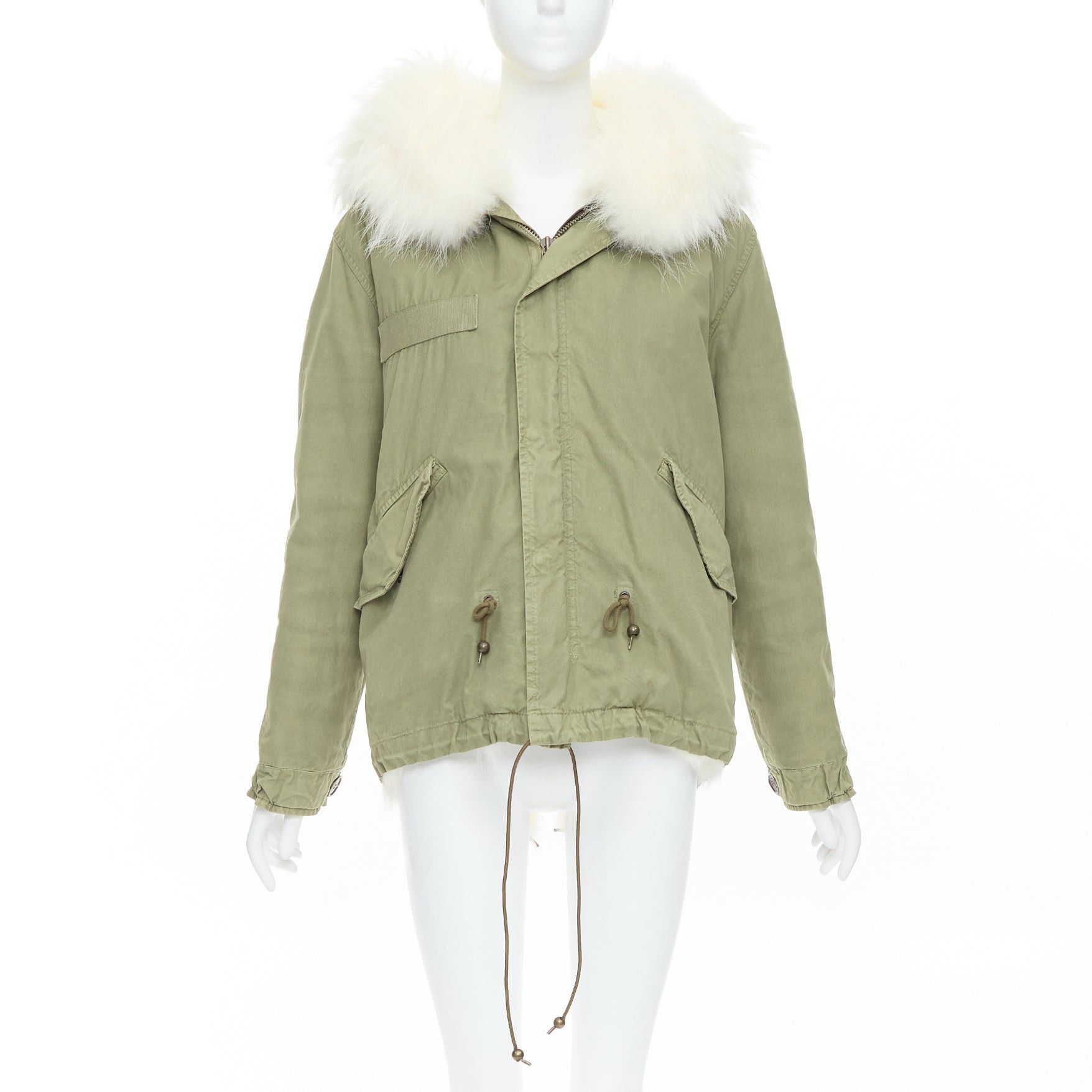 MR & MRS ITALY MR AND MRS ITALY white fur lined hooded military green parka coat XXS Size XS / US 0-2 / IT 36-38 - 1 Thumbnail