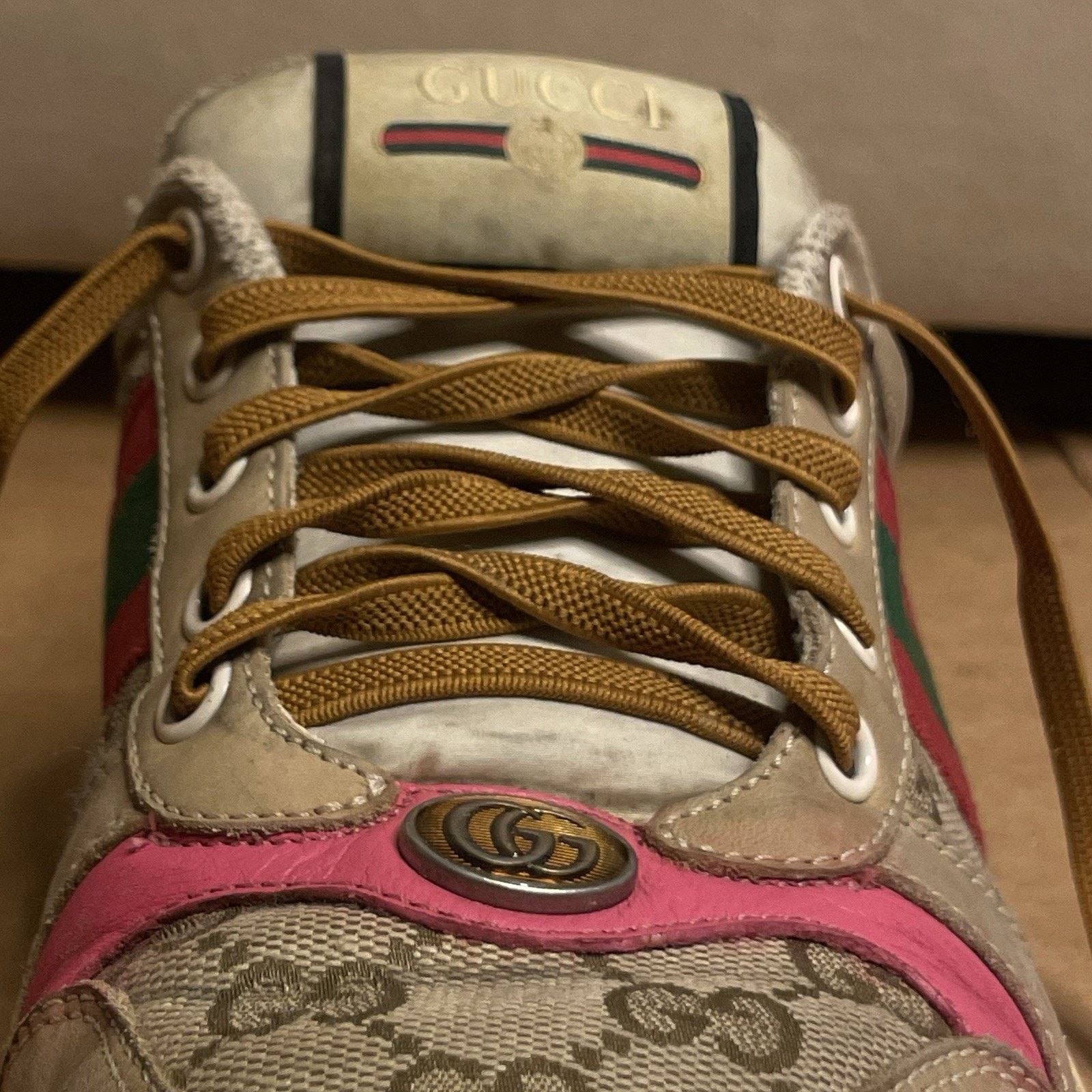 Gucci Gucci Sneakers Screener Distressed Leather Monogram Canvas Size US 8.5 / IT 38.5 - 9 Thumbnail