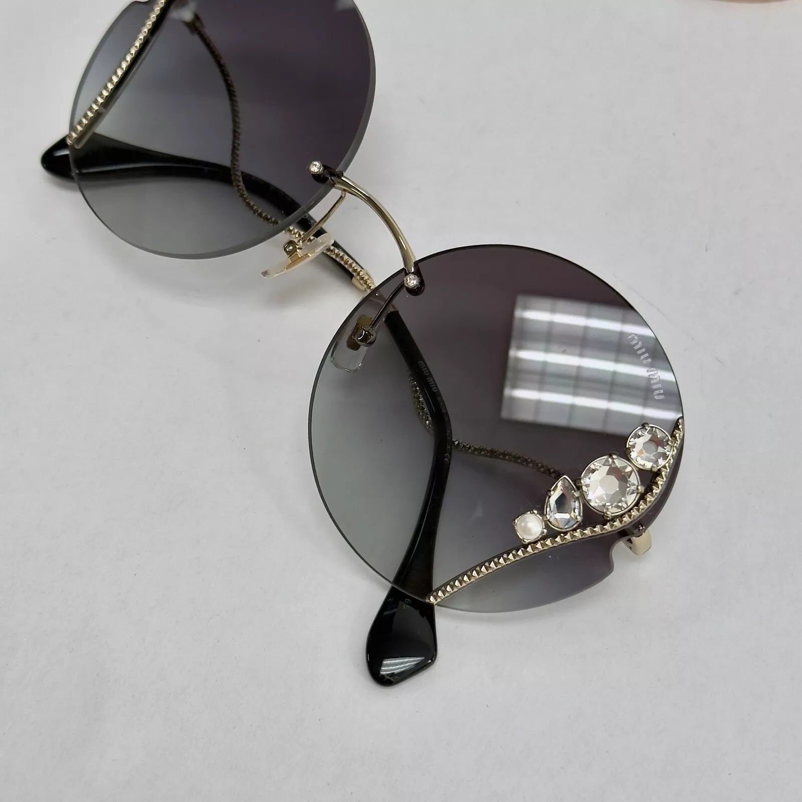 Miu Miu MIU MIU LA MONDAINE MU50XS Gray Rimless Round Sunglasses 50X Size ONE SIZE - 7 Thumbnail