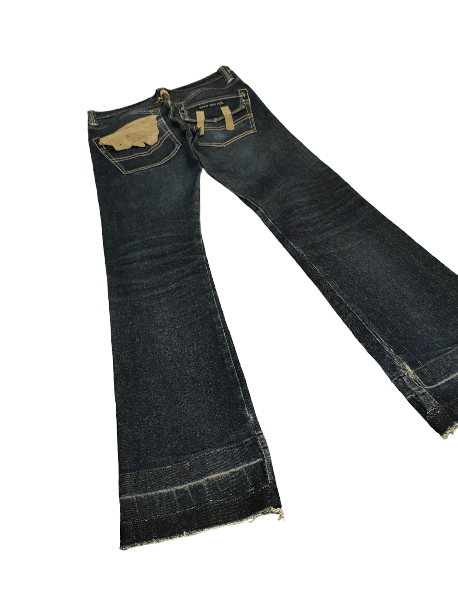 If Six Was Nine Flare Jeans Body Butter Japan Leather Trim Denim Bootcut Y2k Size US 31 - 13 Thumbnail