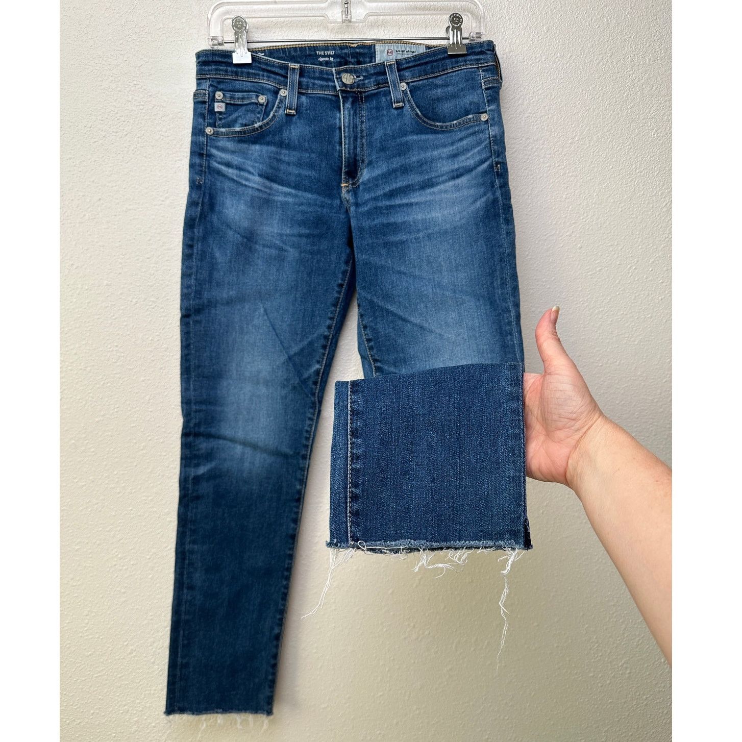 AG Adriano Goldschmied AG The Stilt cigarette leg jeans medium wash US 29 raw hem Size 29" - 1 Thumbnail