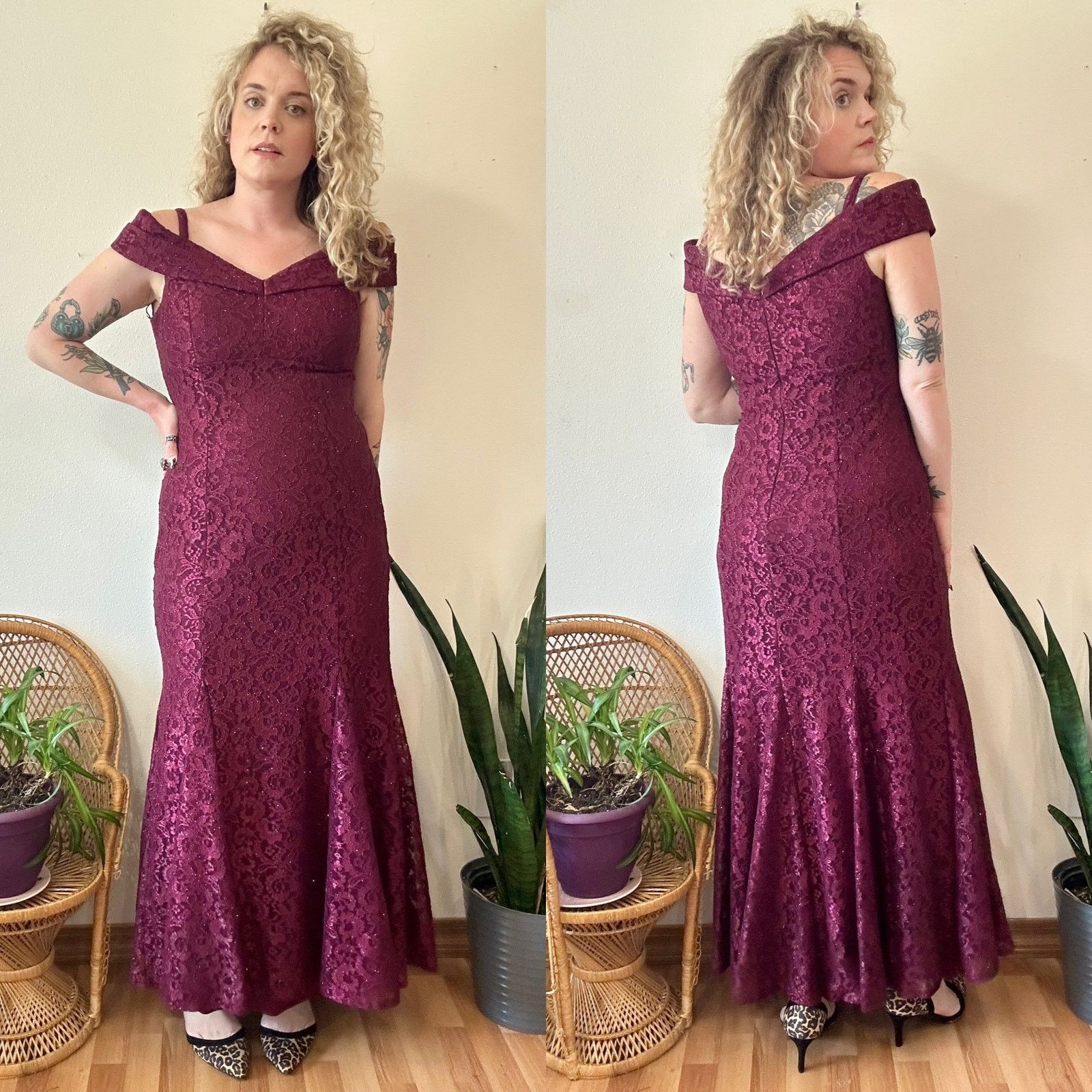 Other Burgundy Sparkle & Lace Gown size 14 Size XL / US 12-14 / IT 48-50 - 1 Thumbnail