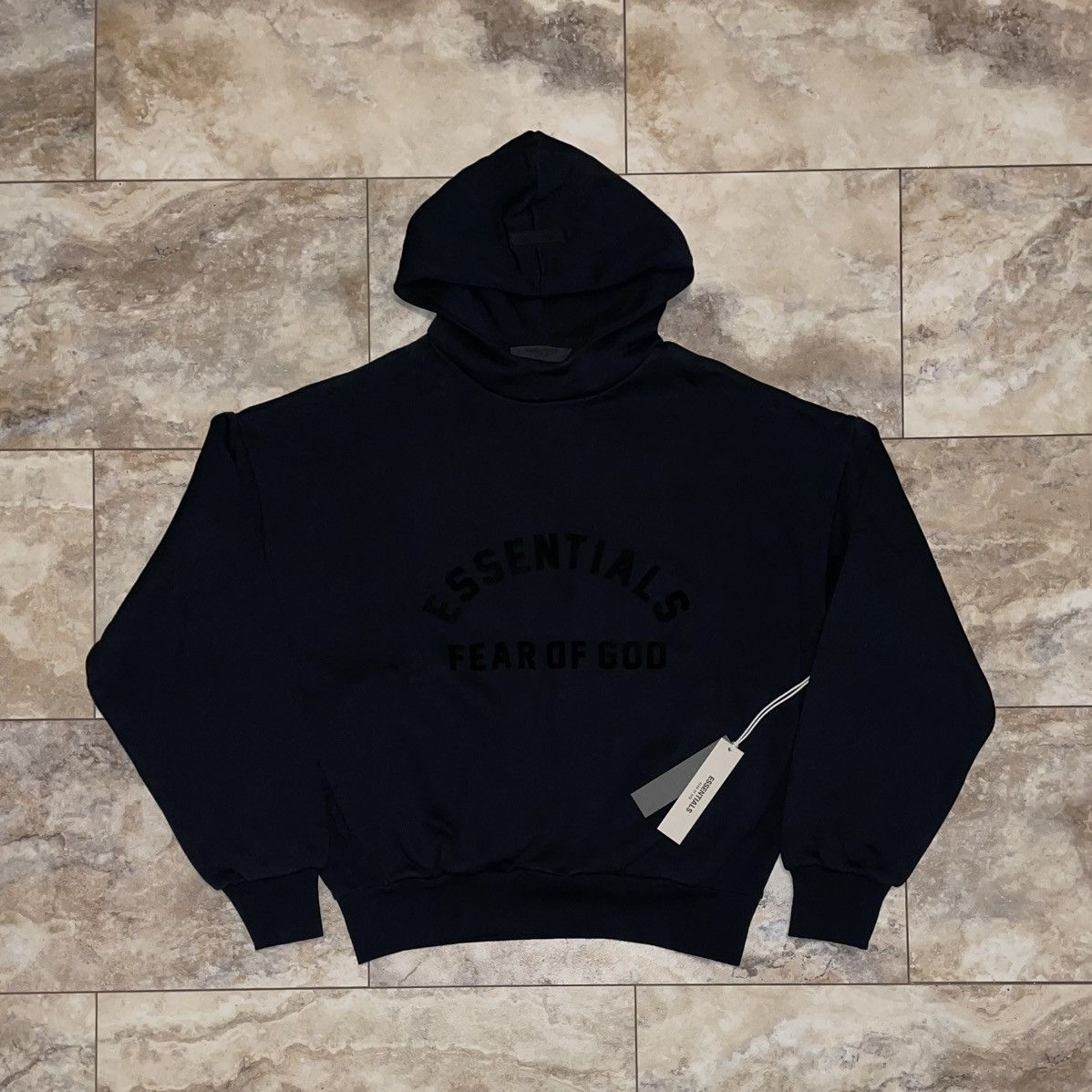 Fear of God Essentials Arch Logo Hoodie Jet Black Size Small