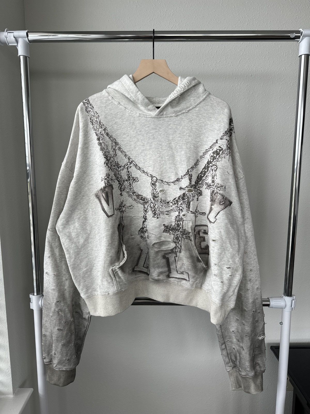 Vale Vale Big Chain Distressed Hoodie Size US XXL / EU 58 / 5 - 1 Thumbnail