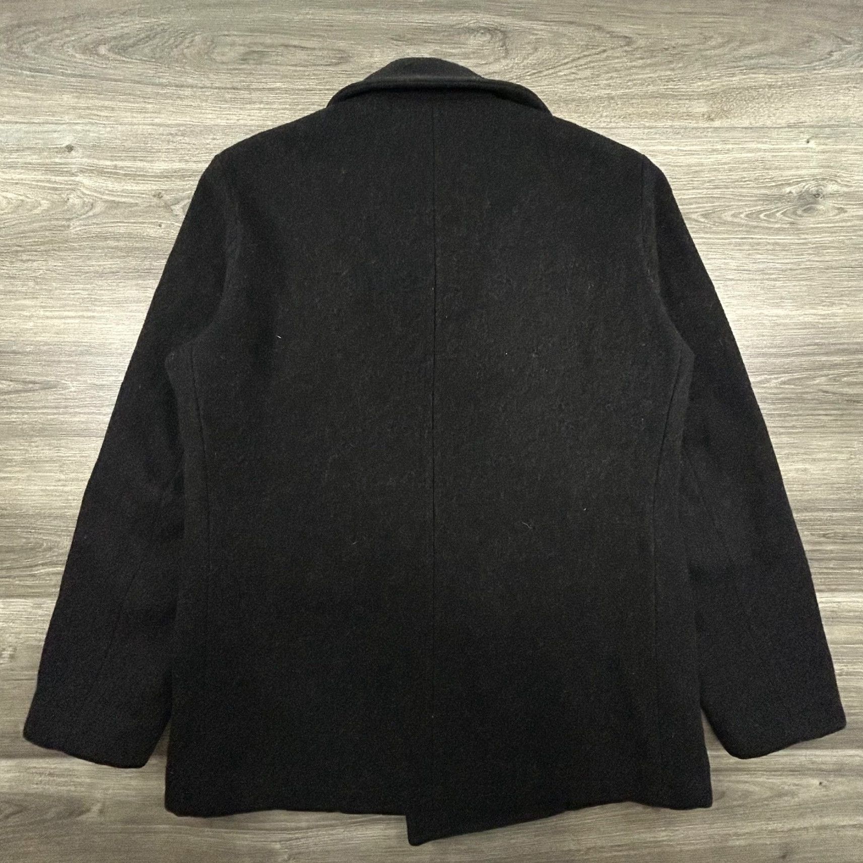 J.Crew VINTAGE J.CREW Bayswater Peacoat Coat Mens LT Black Wool Double Breasted Button Pockets Insulated Lined Navy Nautical 90s Size US L / EU 52-54 / 3 - 2 Thumbnail