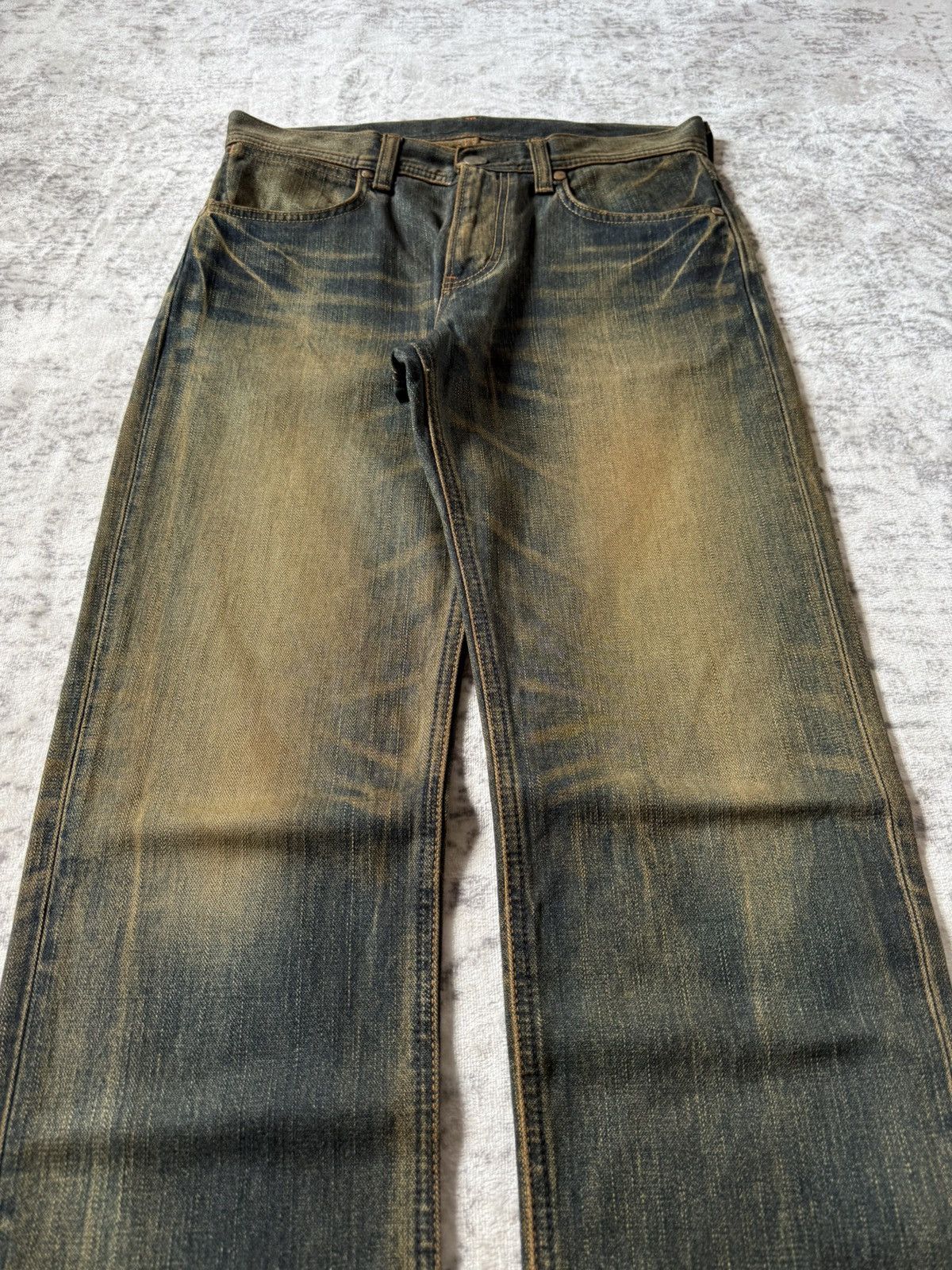 If Six Was Nine 2000s Wrangler Heavy Mud Wash Straight Loose Jeans Size US 30 / EU 46 - 3 Thumbnail