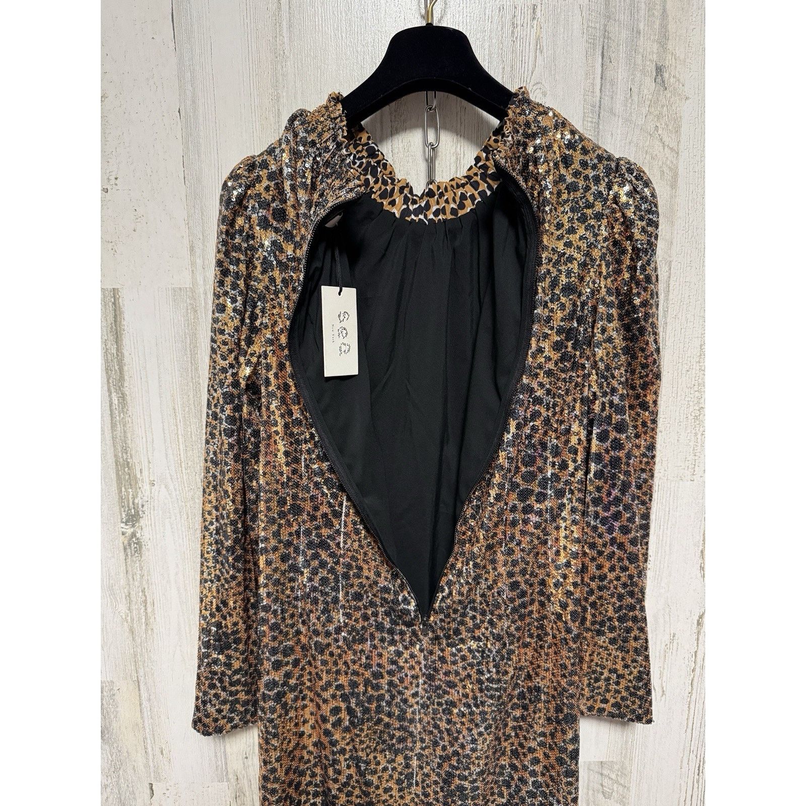 Sea New York NWT Sea New York Sequin Leopard Mini Dress $445 Size M / US 6-8 / IT 42-44 - 4 Thumbnail