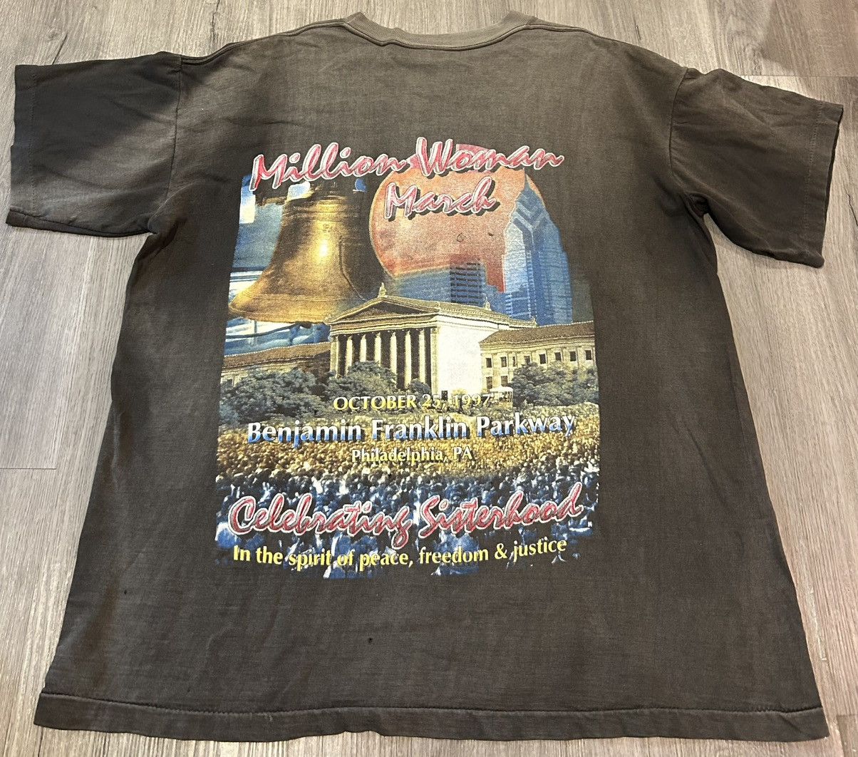 Vintage Faded Vtg 97’ Million Women’s March Black Power Malcom X Tee Size US XXL / EU 58 / 5 - 2 Thumbnail