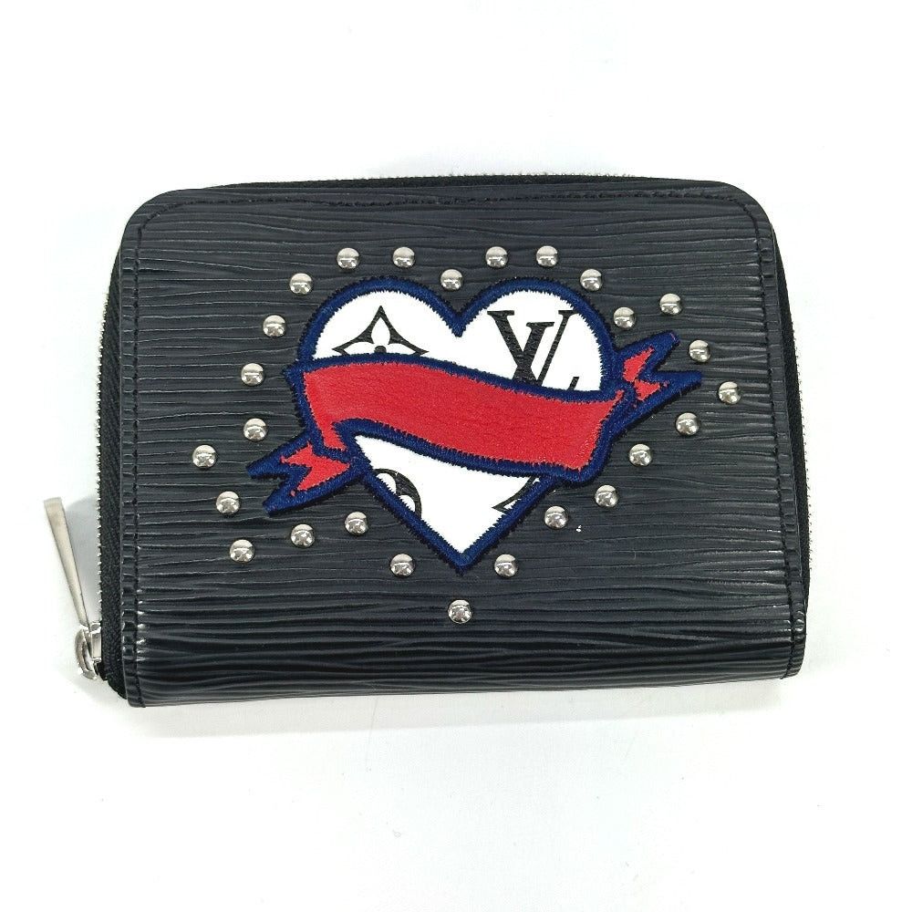 Louis Vuitton M63721 Epi Lv Stories Heart Zippy Coin Purse Wallet Change Round Fastener Leather Unisex Noir Black, Women's