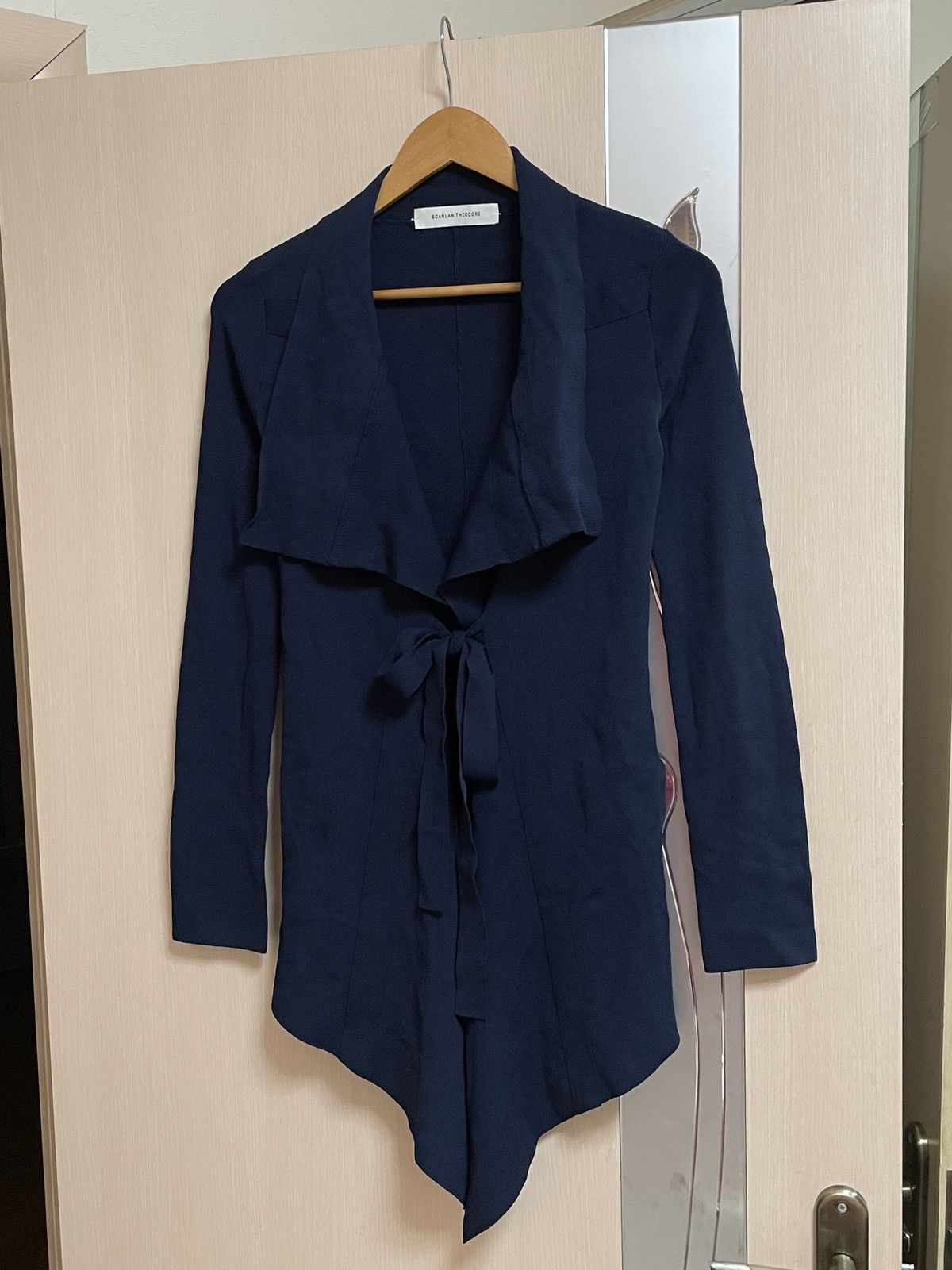 Scanlan Theodore Scanlan Theodore Crepe Knit Waterfall Cardigan Blue Size M Size M / US 6-8 / IT 42-44 - 4 Thumbnail