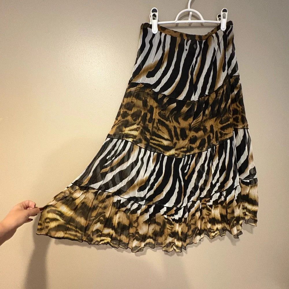 Vintage maximalist y2k patchwork zebra maxi length flowy boho skirt Size 32" / US 10 / IT 46 - 2 Thumbnail