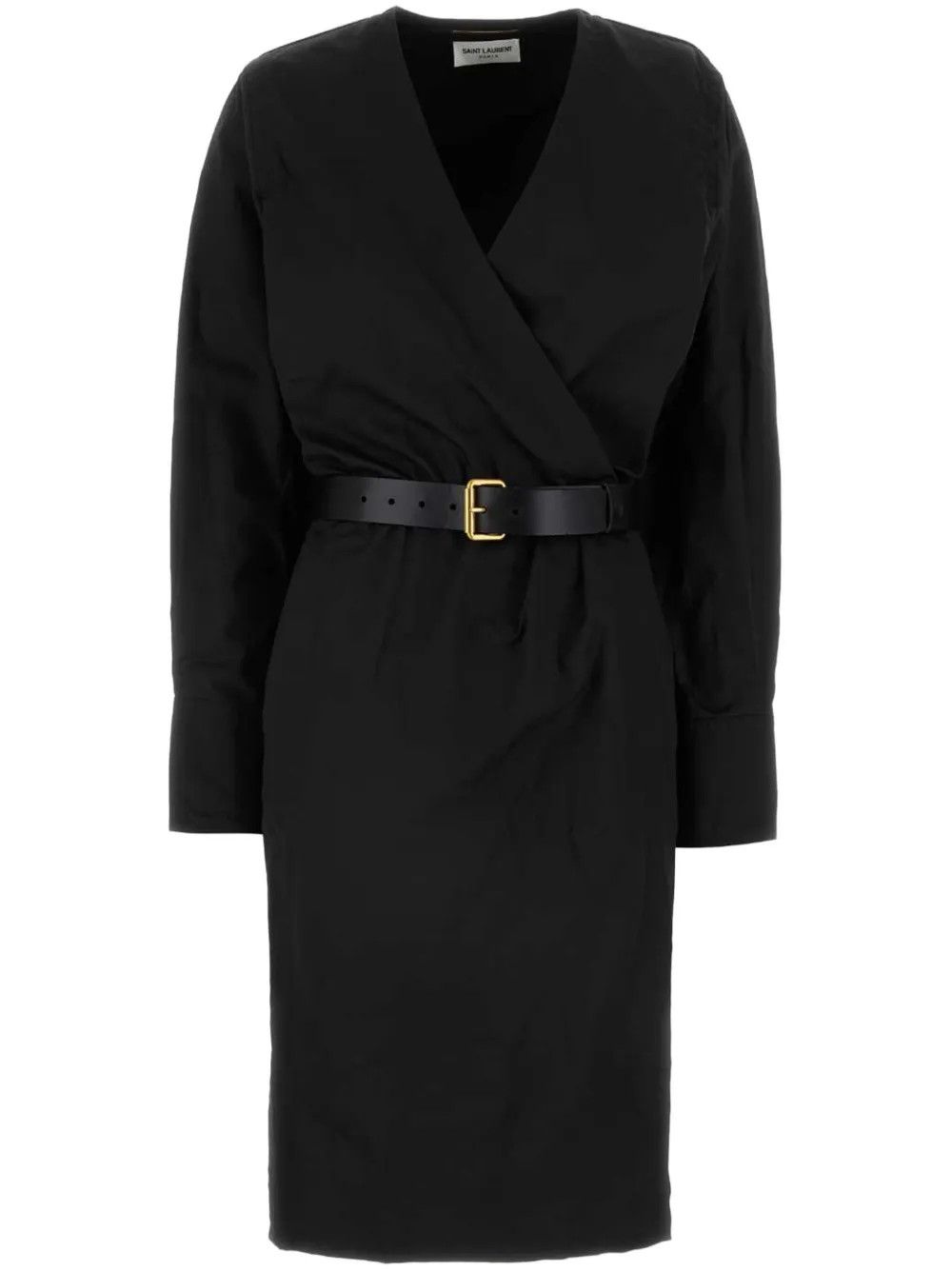 Saint Laurent Paris o1y0126 Belt Midi Dress in Black Size M / US 6-8 / IT 42-44 - 1 Thumbnail