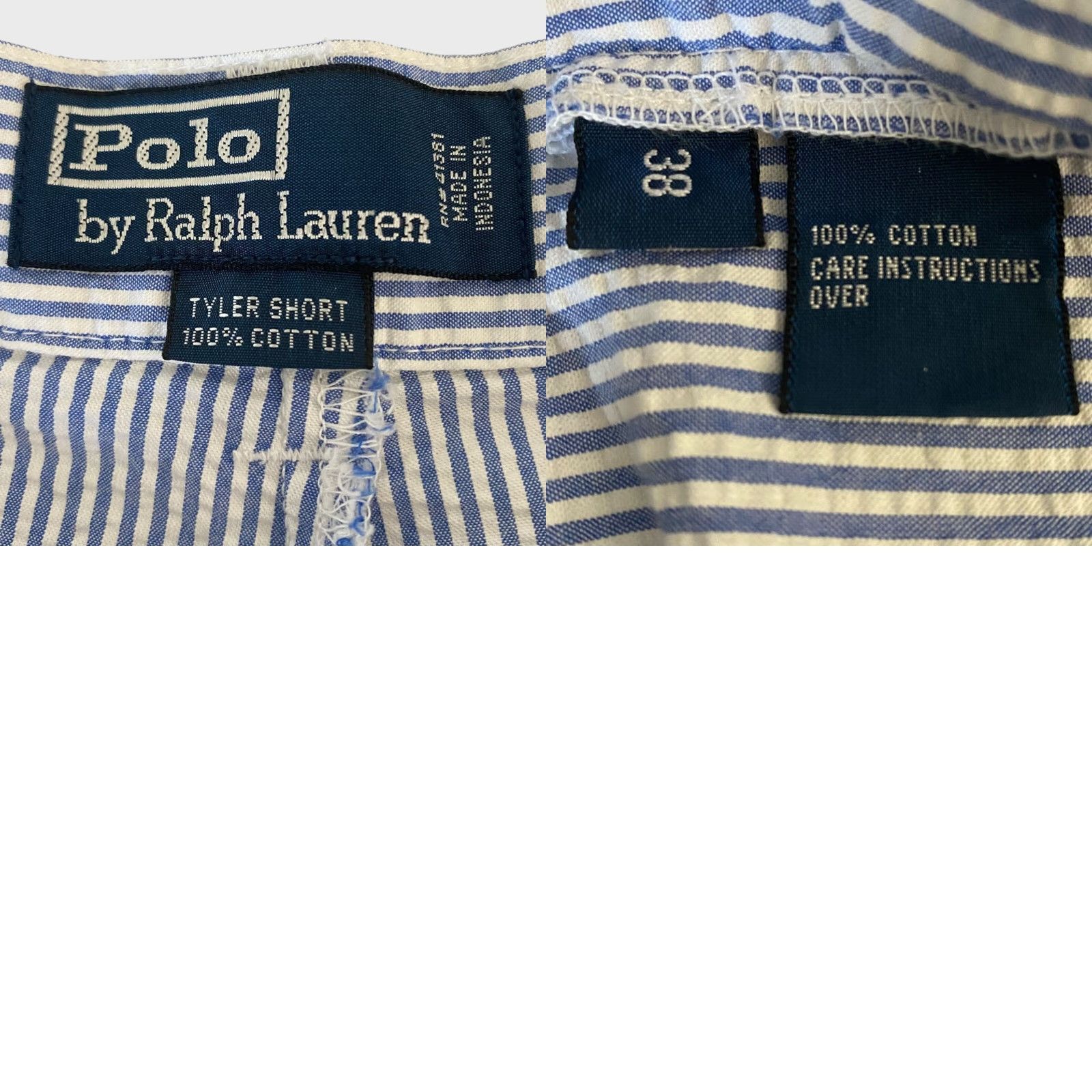Polo Ralph Lauren VINTAGE Polo Ralph Lauren Tyler Shorts Seersucker Pleated Mens 38 Blue White Stripe Size US M / EU 48-50 / 2 - 8 Thumbnail