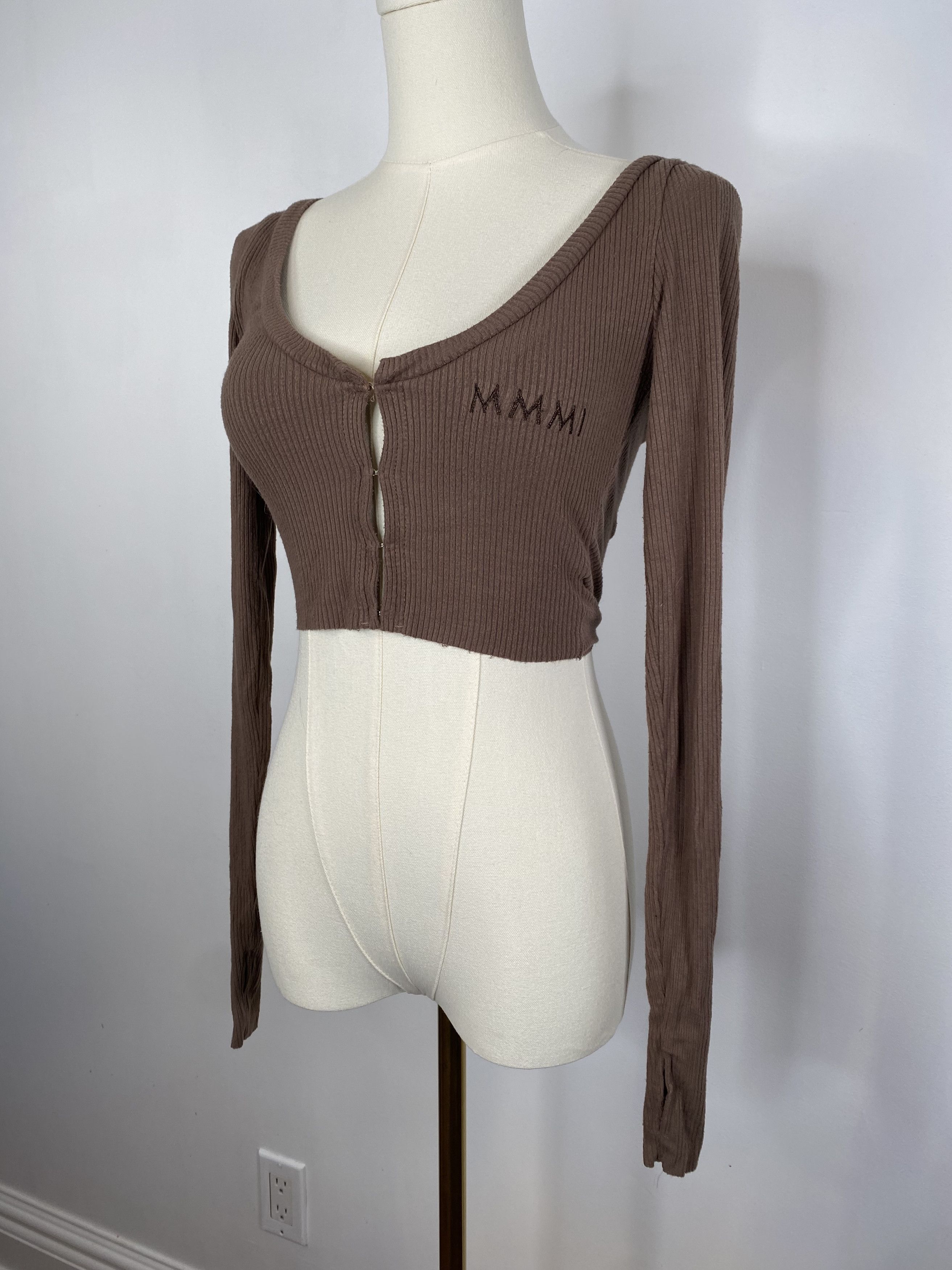 Vintage My Mum Made It - Brown Knit Cropped Cardigan Size XS / US 0-2 / IT 36-38 - 3 Thumbnail