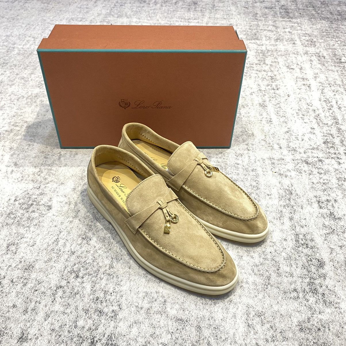 Loro Piana Loro piana summer walk charm suede beige loafer Sadstone Size US 7 / IT 37 - 1 Thumbnail